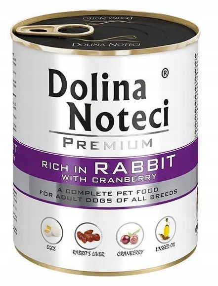 Dolina Noteci Bohatá na králika s brusnicami 800 g vlhké krmivo pre psa