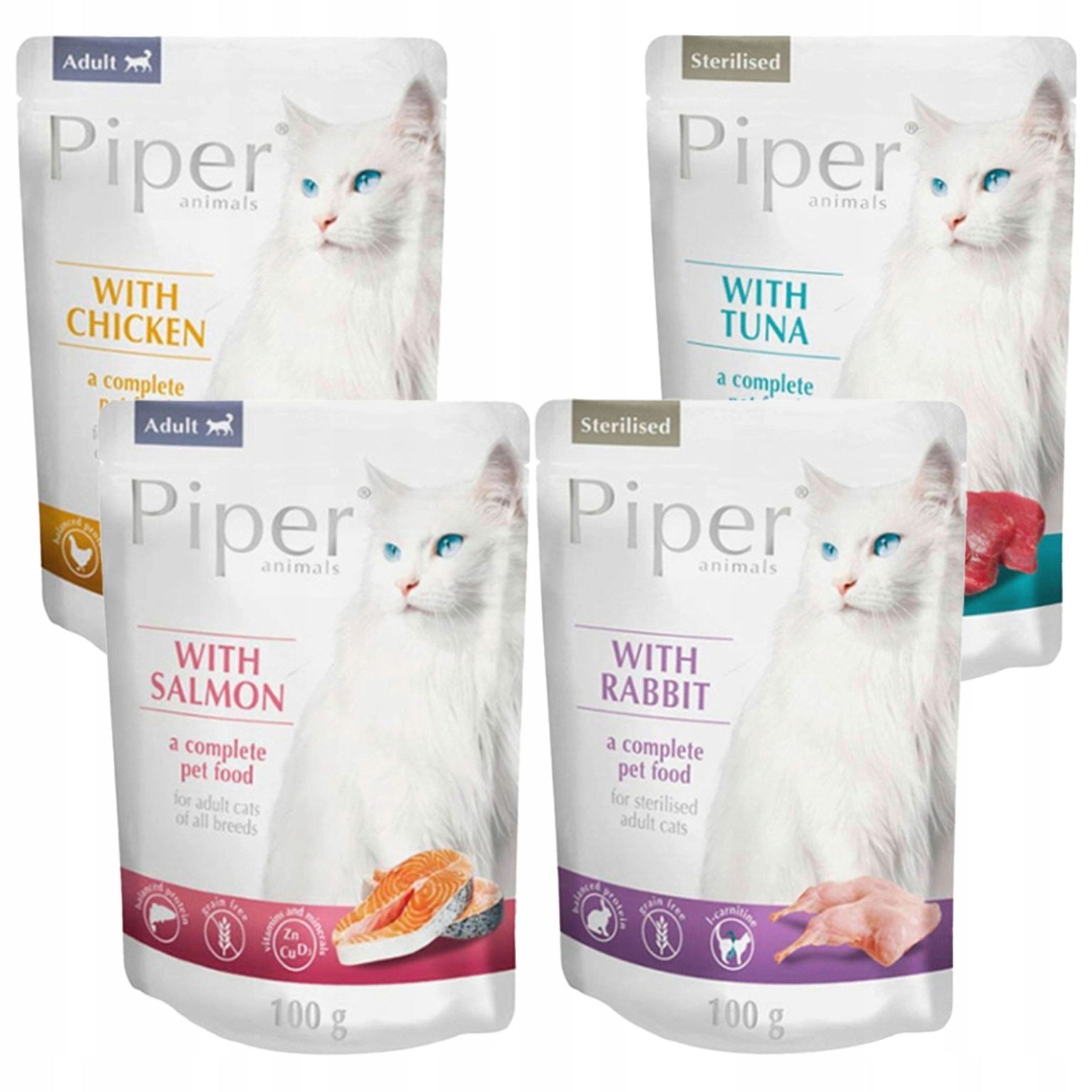 Dolina Noteci Piper Mokré krmivo pre mačky, mix príchutí 4 x 100 g