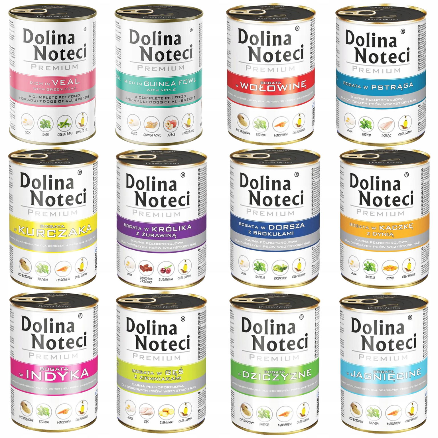 Dolina Noteci Premium Mix príchutí mokré krmivo pre psa 12 x 400 g bez obilnín