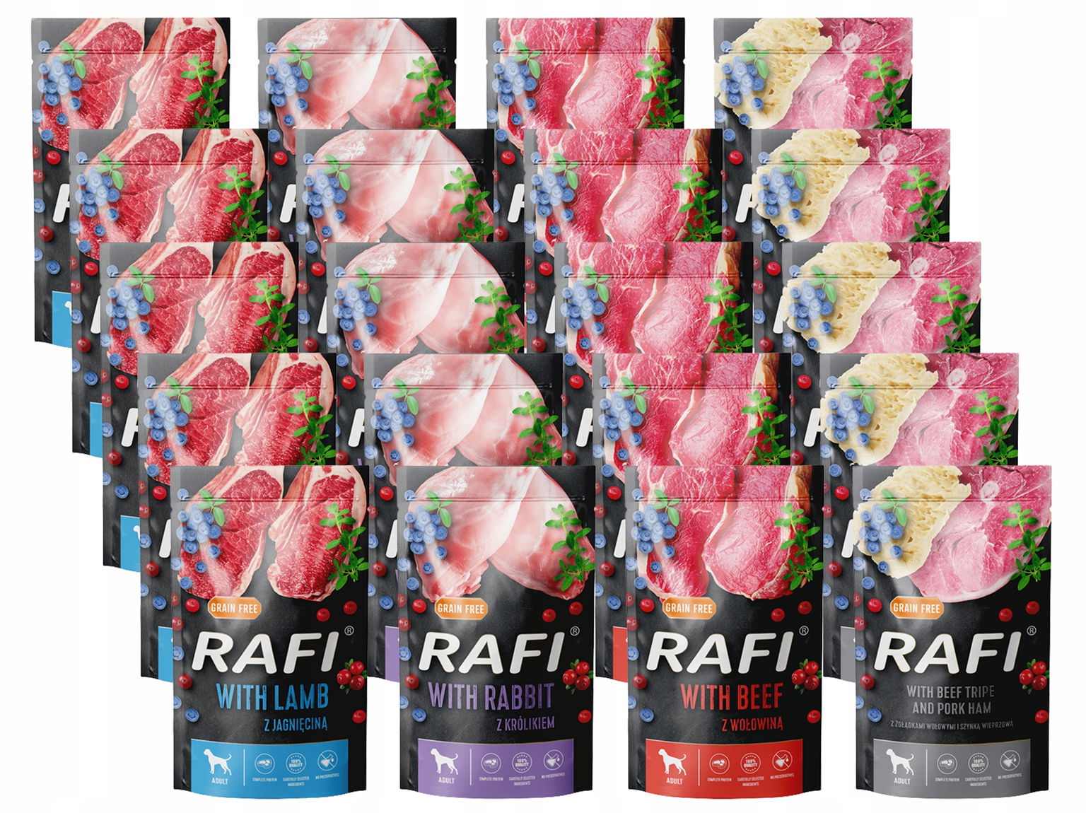Dolina Noteci Rafi MIX Chutí Mokré Krmivo 20X500G +poľsko vodeodolné vodítko