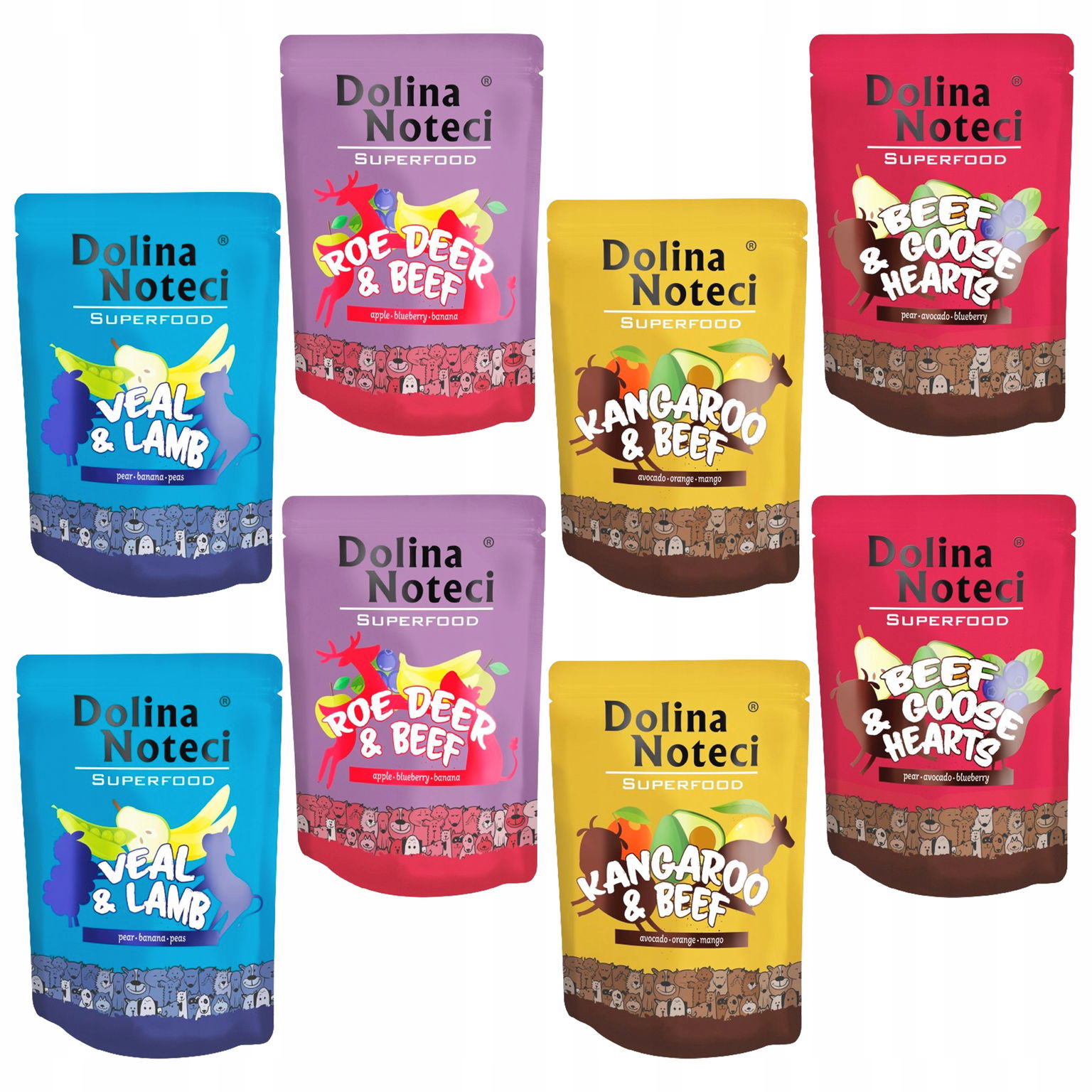Dolina Noteci Superfood Mokré krmivo pre psa mix príchutí 8 x 300 g