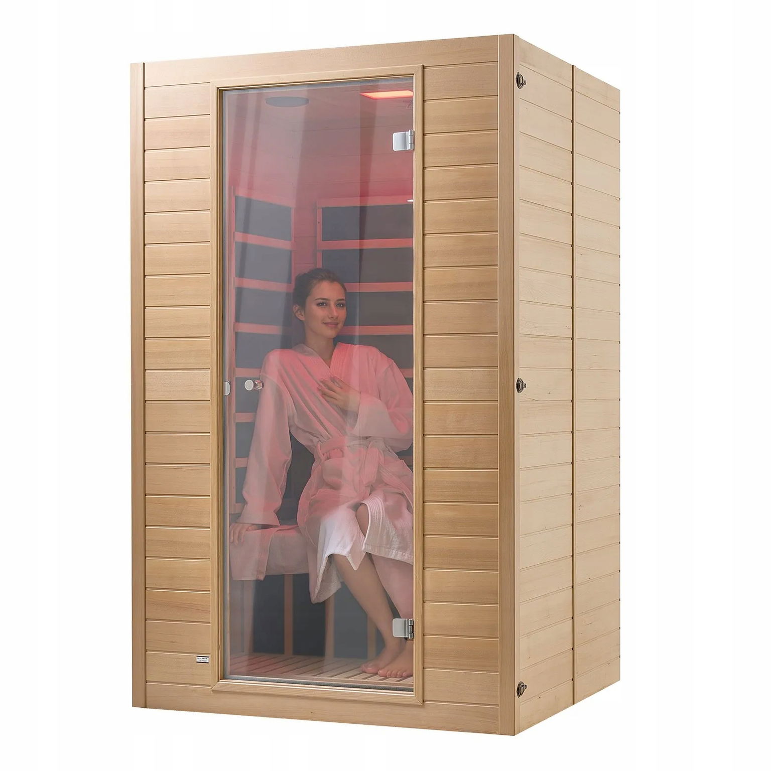Domáca infračervená sauna pre 2 osoby, nízko drevená, Emf Bluetooth