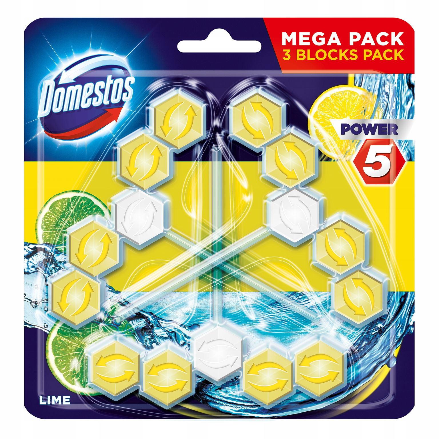 Domestos Power 5 toaletná kocka Lime 3 x 55 g