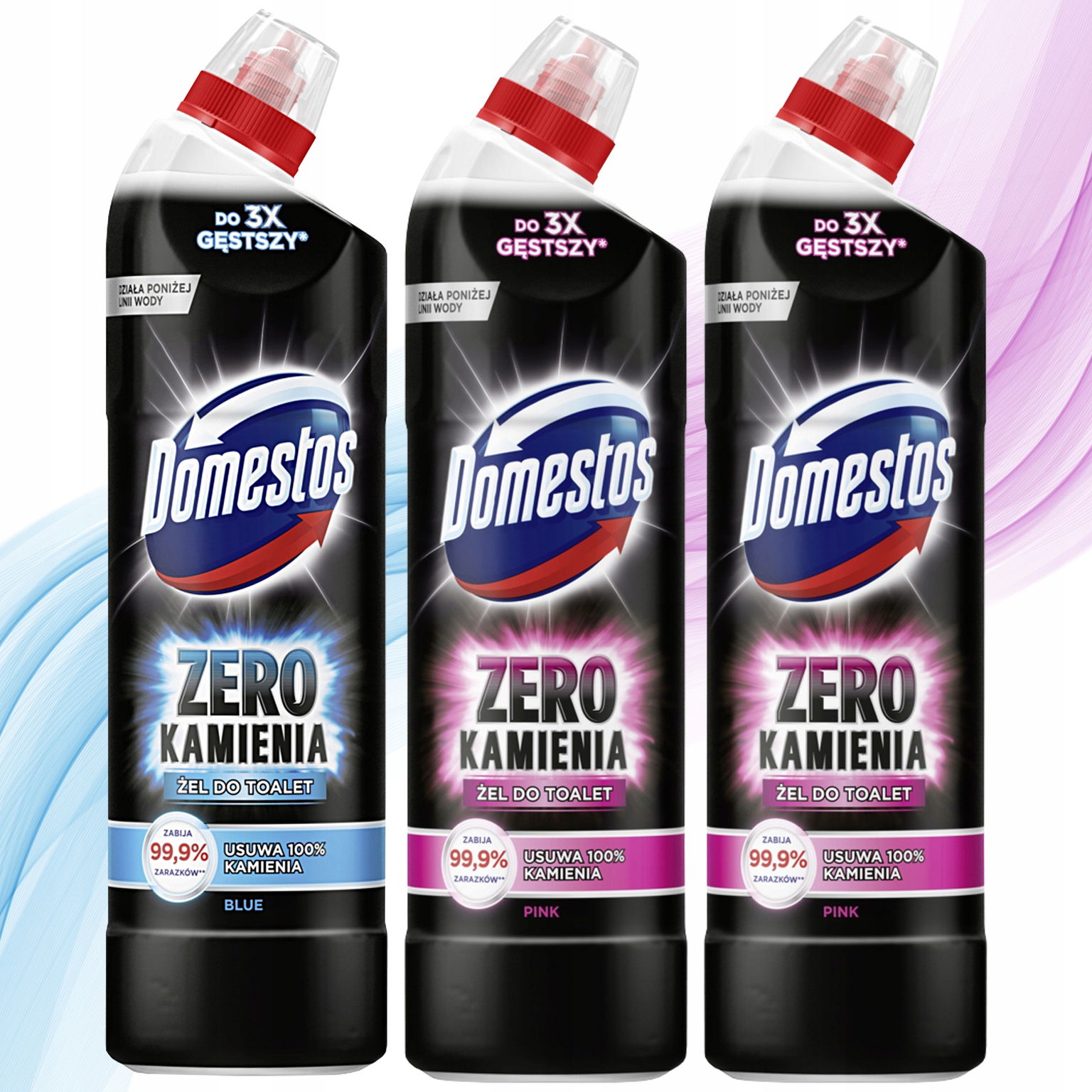 Domestos Zero Kameň Čistiaci gél na Wc Toalet 2,25 l Mix Pink Ocean