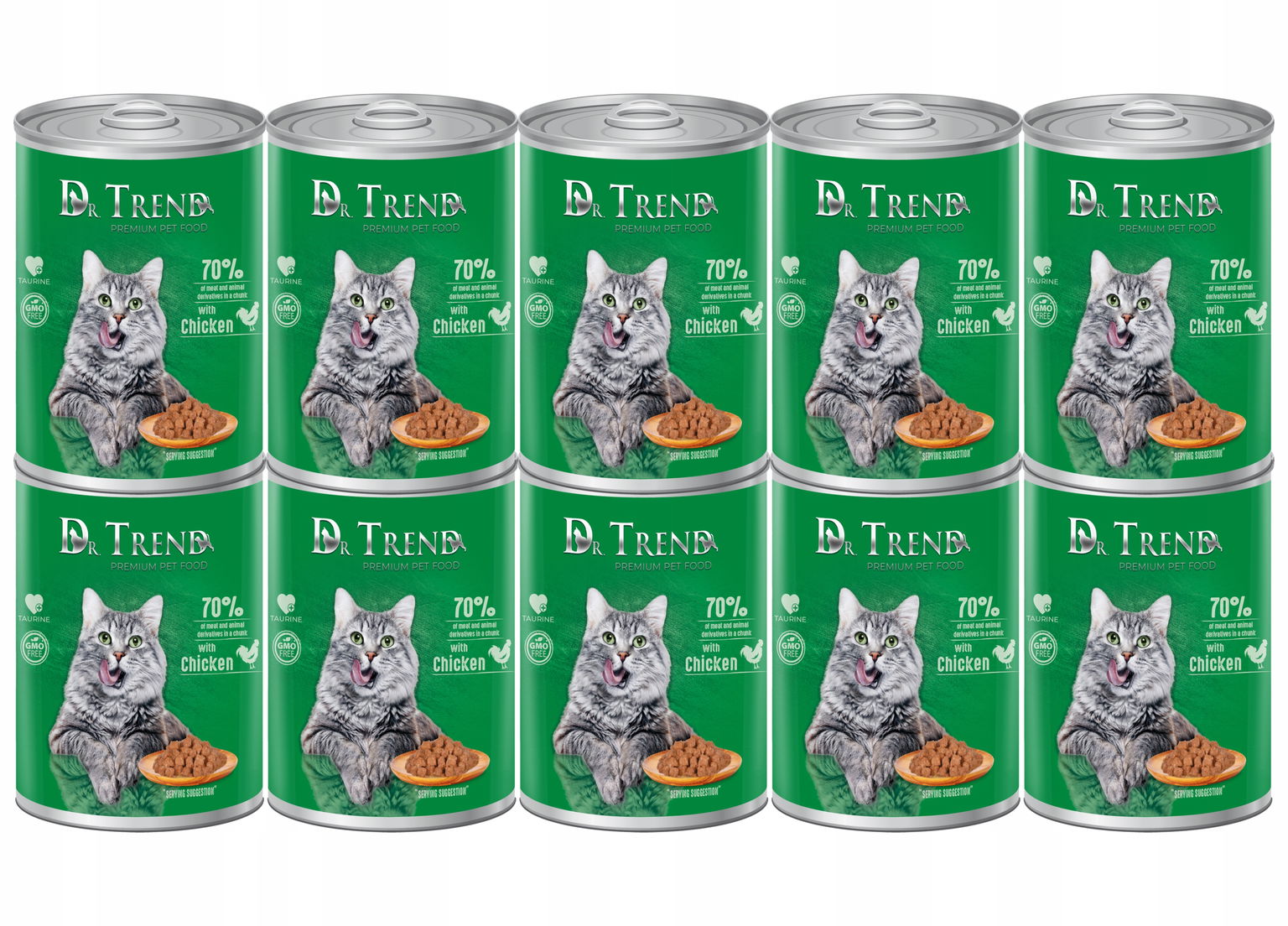 Dr. Trend Premium vlhké krmivo pre mačky S Kuracím Mäsom 70% mäsa 10x400g