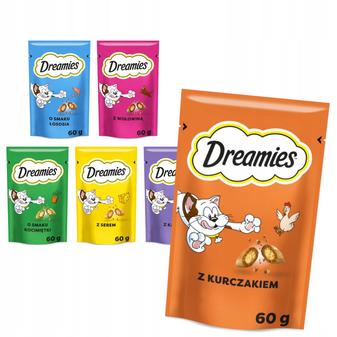 Dreamies 6x60 g Pochúťky pre mačku s náplňou Mix 6 príchutí