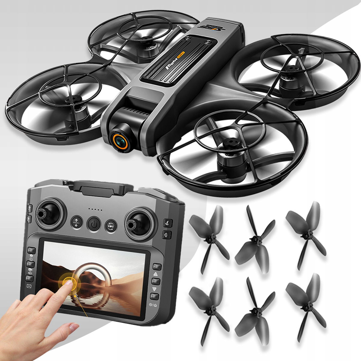 Dron Kontroler S LCD 2 kamerami Bezkartáčový Motor Hračka 135G Wifi 3x Aku