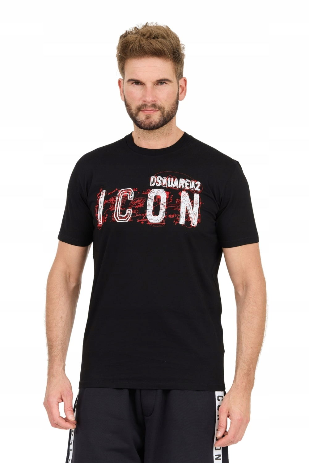DSQUARED2 Čierne tričko Icon Scribble Cool Fit Tee XXL