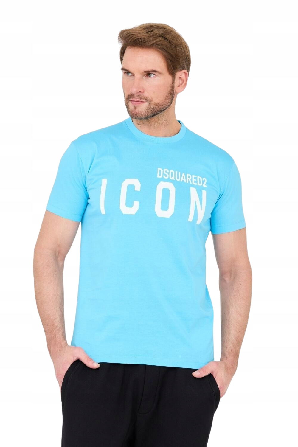 DSQUARED2 Modré pánske tričko s logom Icon S
