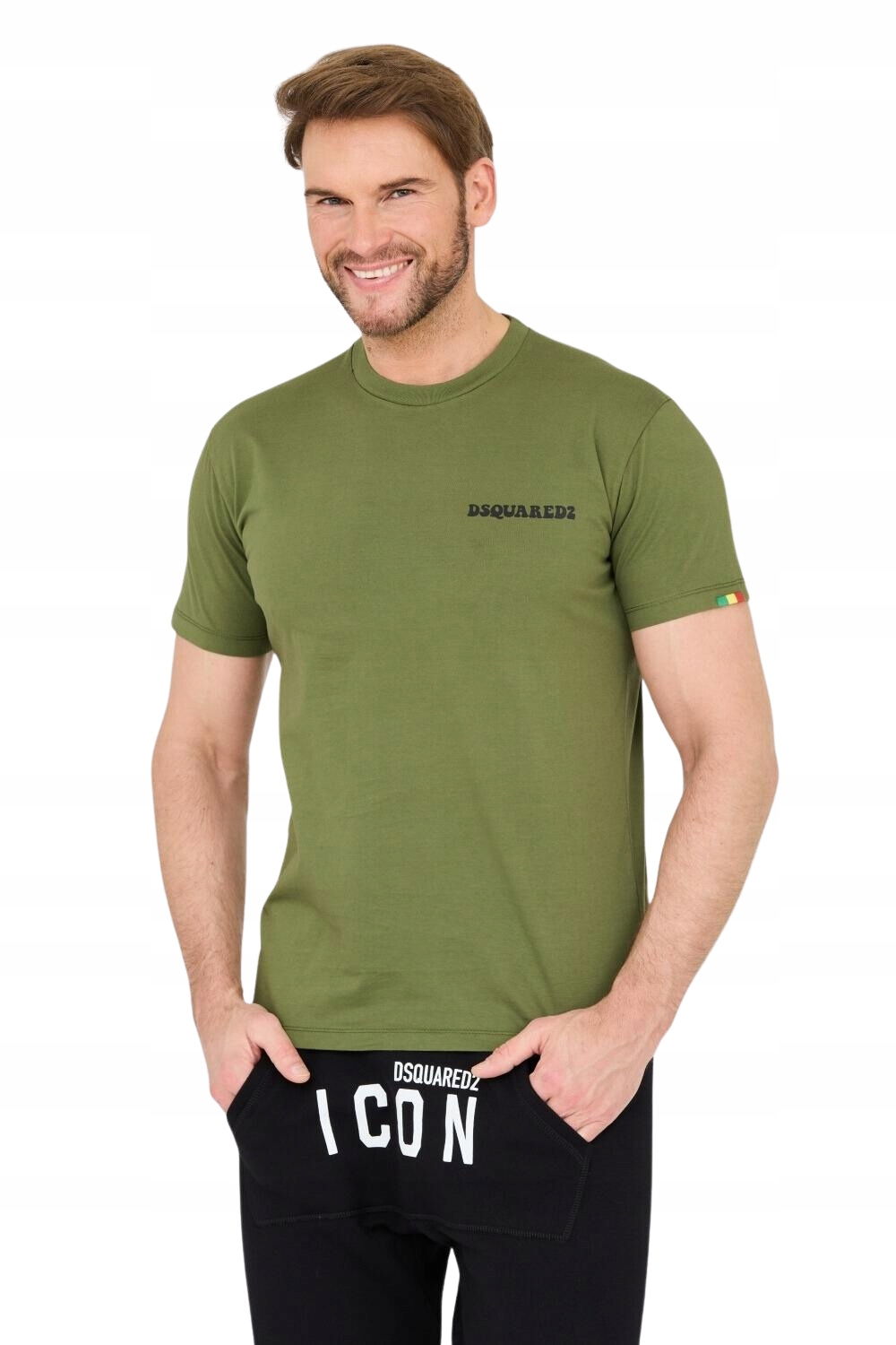 DSQUARED2 Zelené bavlnené tričko s logom XL