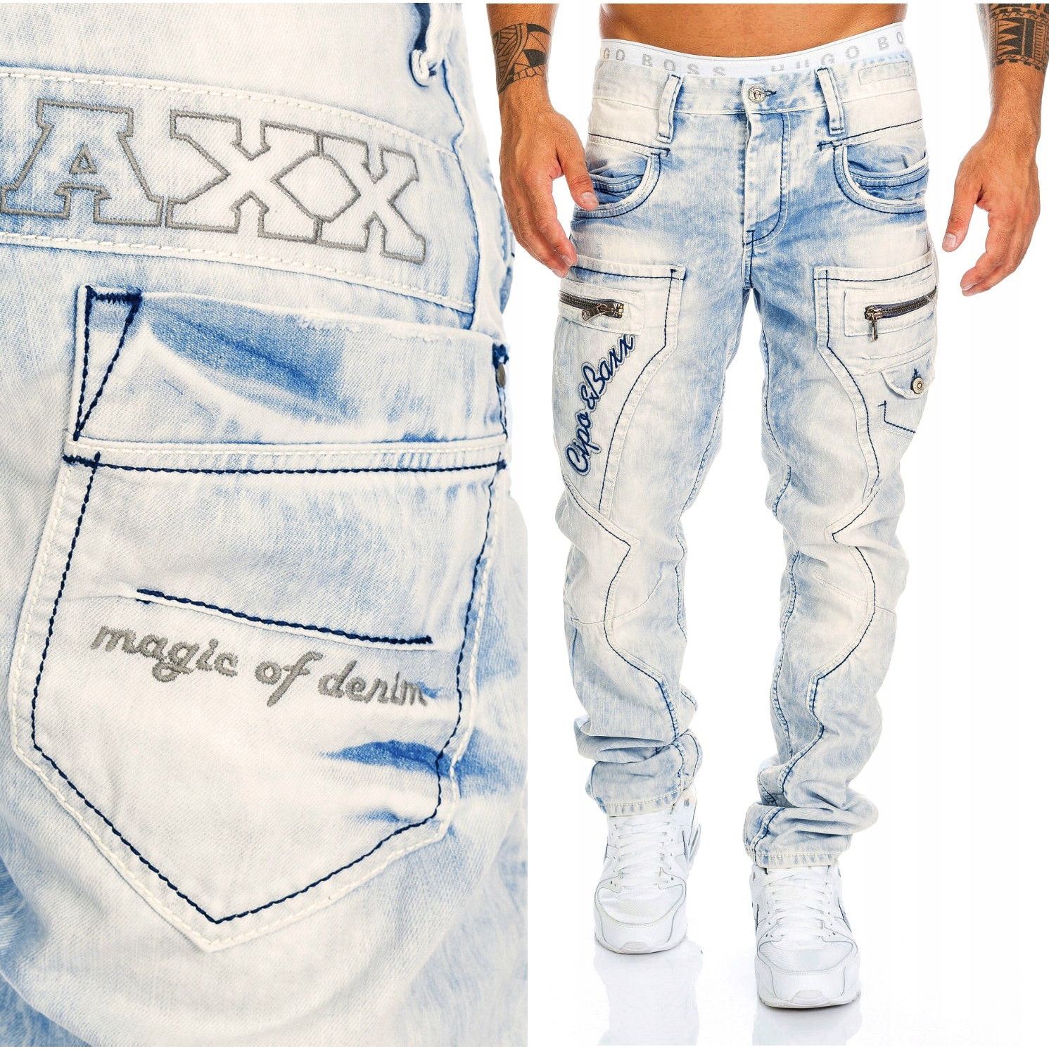 Džínsové nohavice Cipo Baxx Džínsy Zámky Light Regular