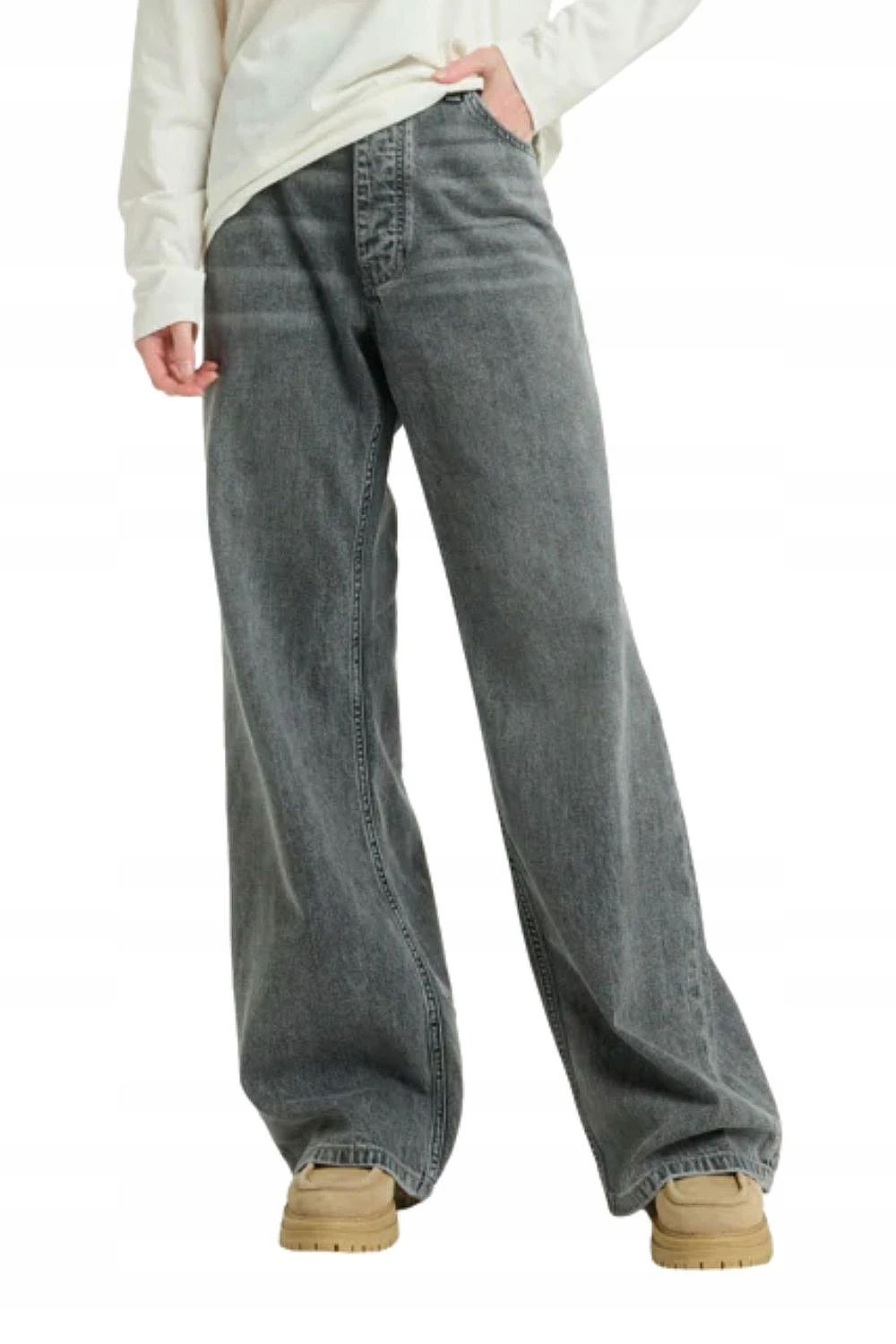 Džínsy Roxy Milla Wide Leg Regular KPH0/Mid Grey