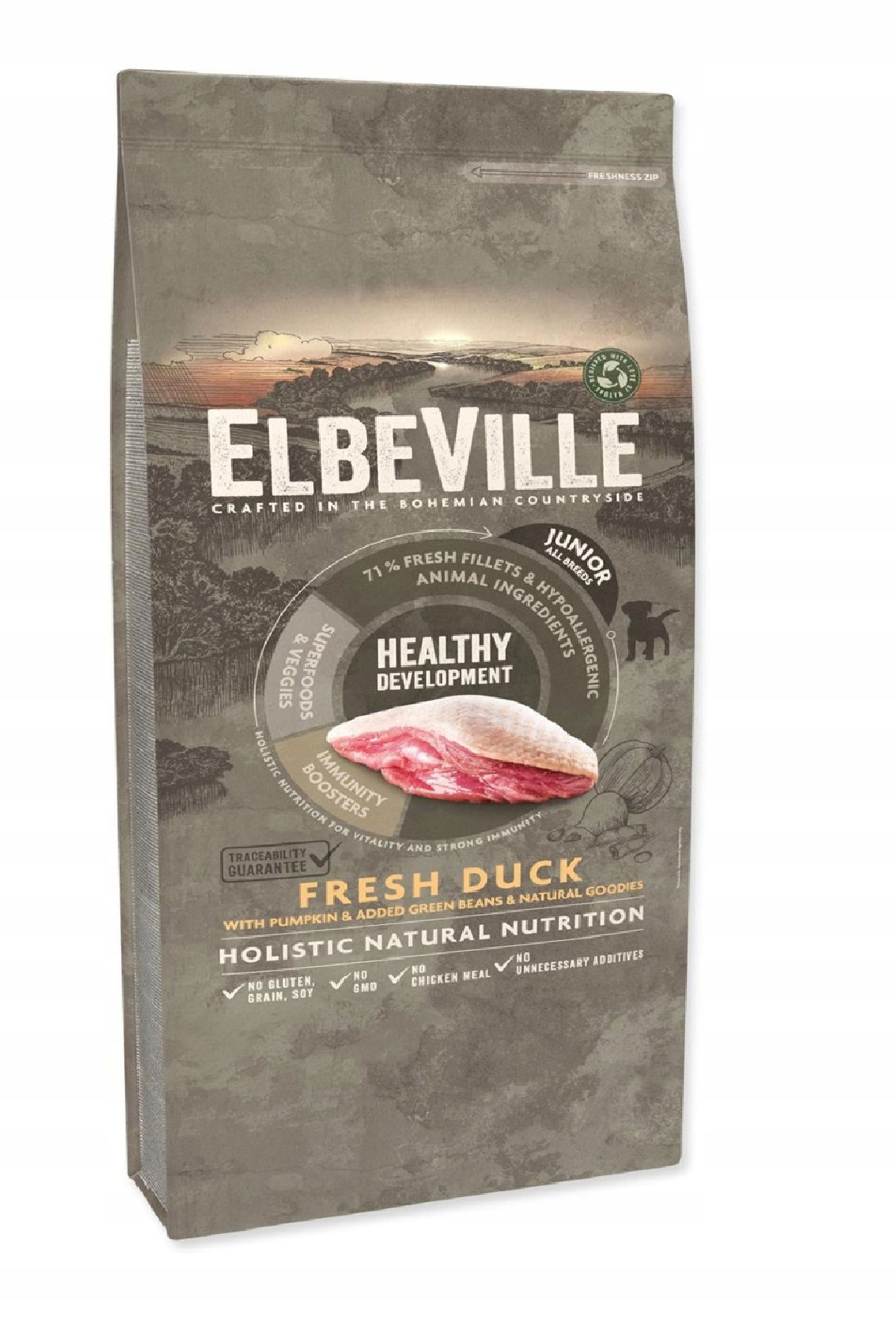 ElbeVille 11,4 kg krmivo pre šteňatá s kačicou