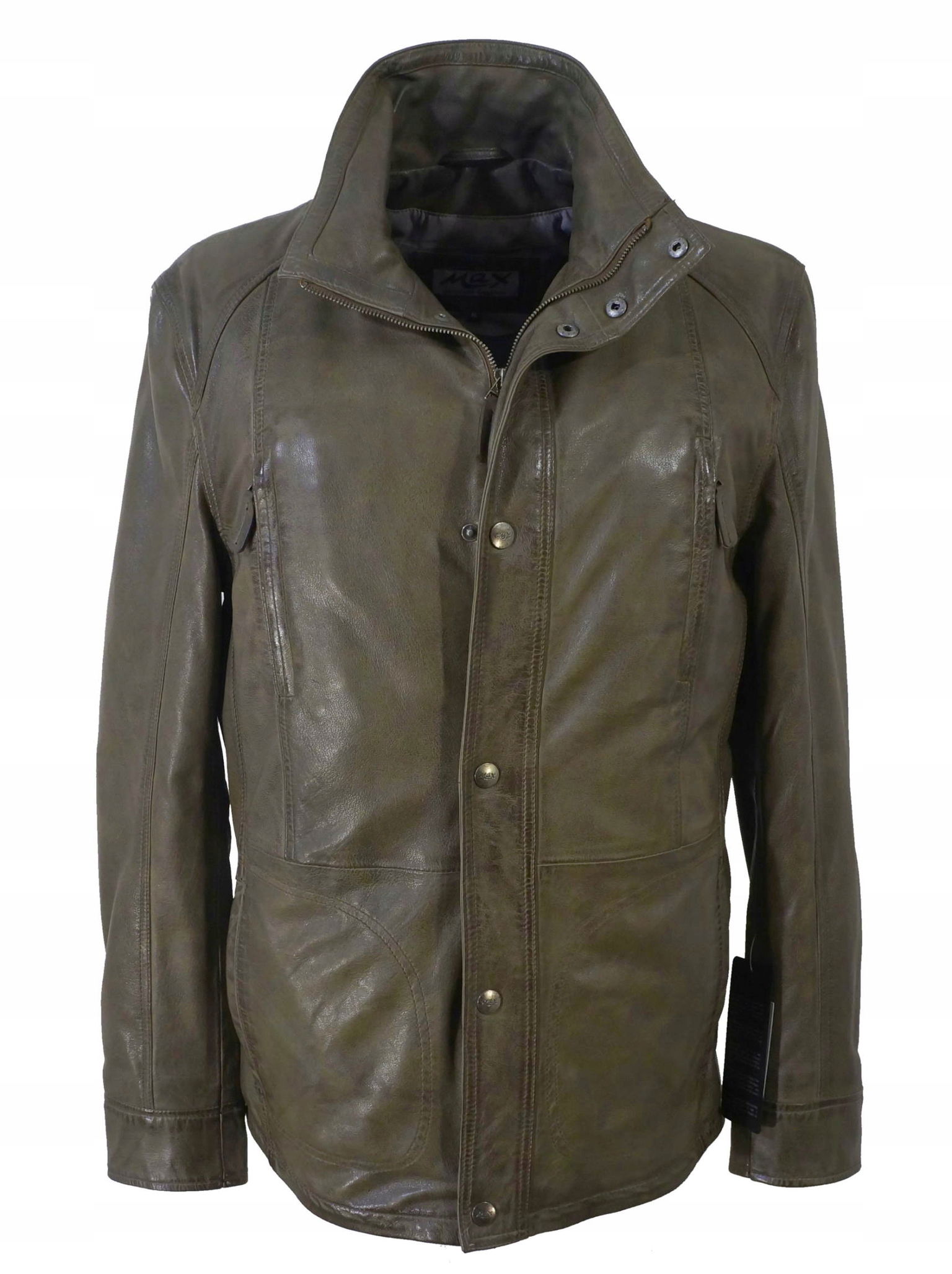 Elegantná Kožená Bunda Pánska Khaki Lekká Nová