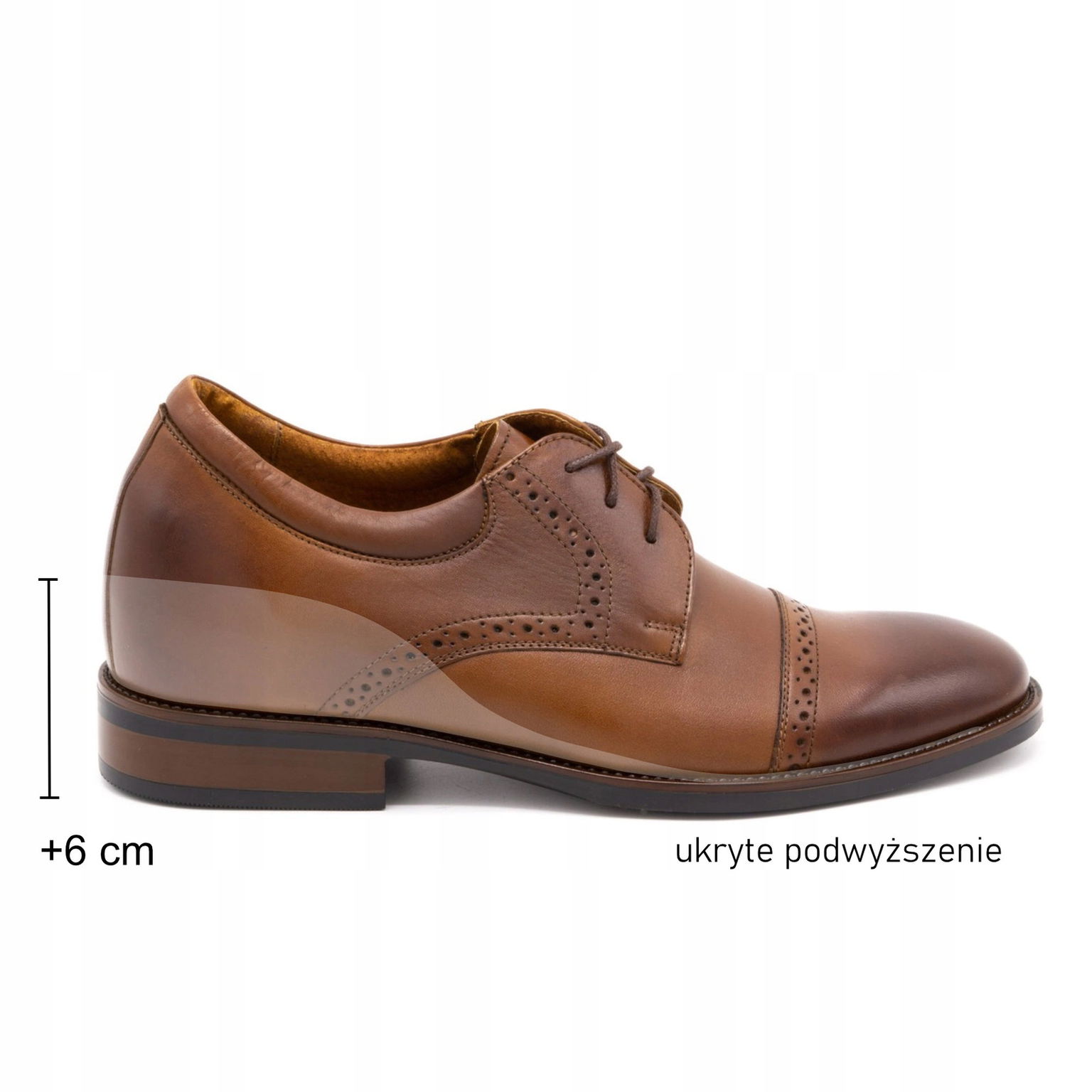 Elegantné pánske kožené topánky 6 cm P45K hnedé 38