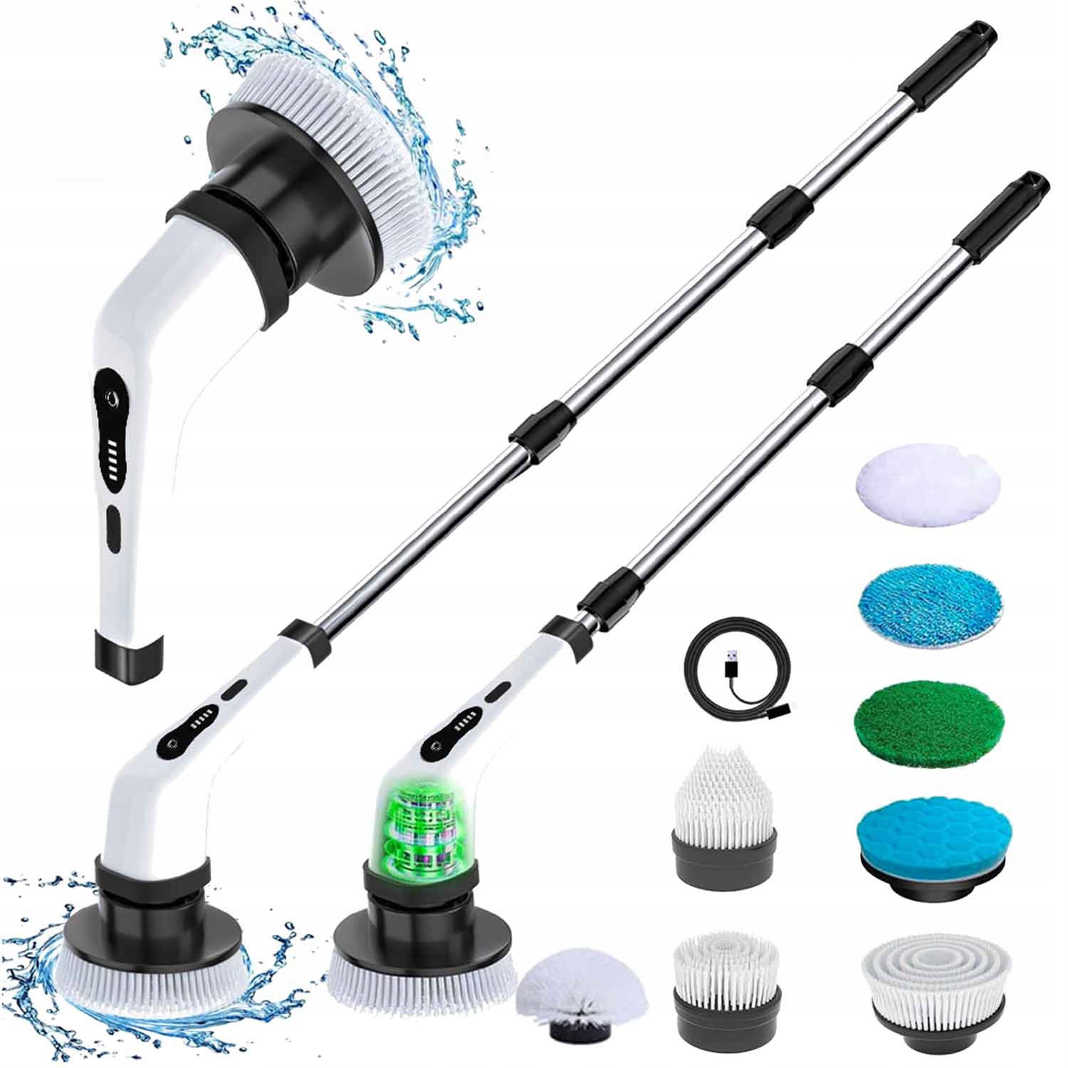 Elektrická Rotačná Kefa Spin Scrubber Mop Otáčanie O 360° S 9 Adaptérmi
