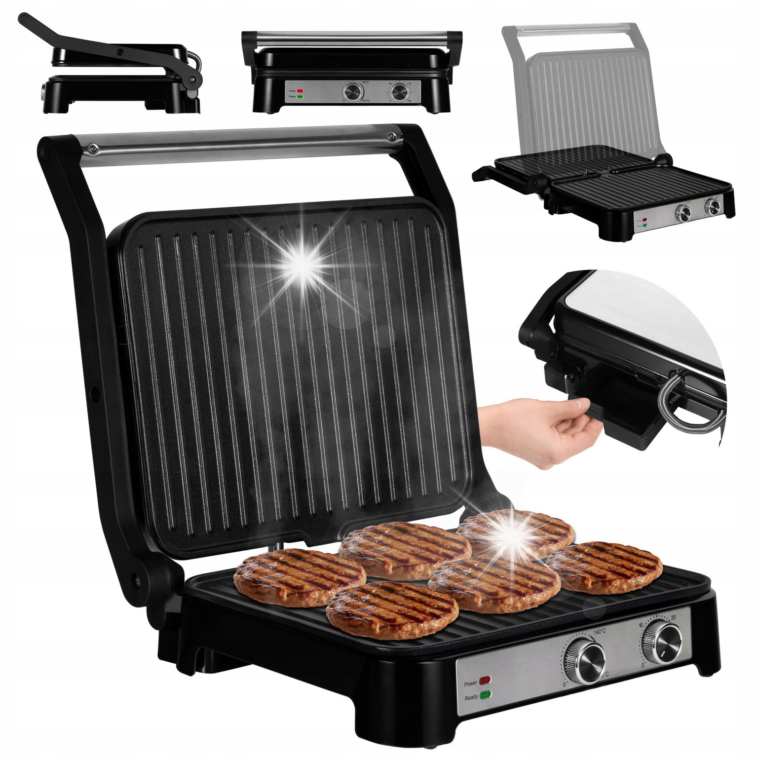 Elektrický Gril 2000 W Kontaktný Panini Stolový Na Mäso A Zeleninu 2000 W