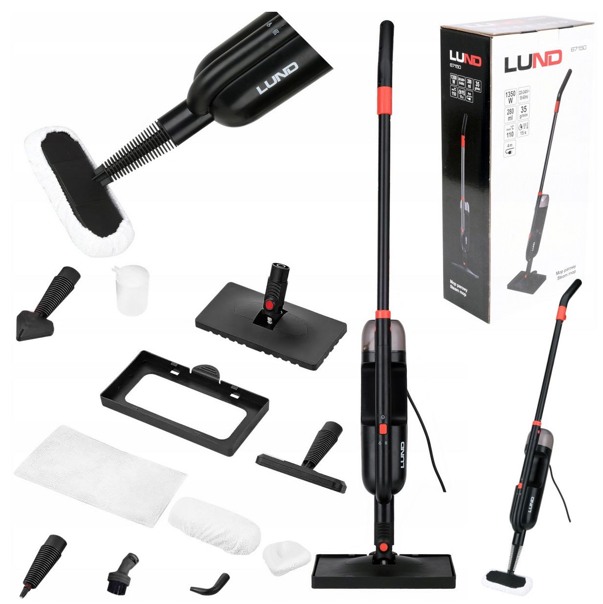 Elektrický Parný Mop Multifunkčný Parný Čistič 1350 W Príslušenstvo 67150