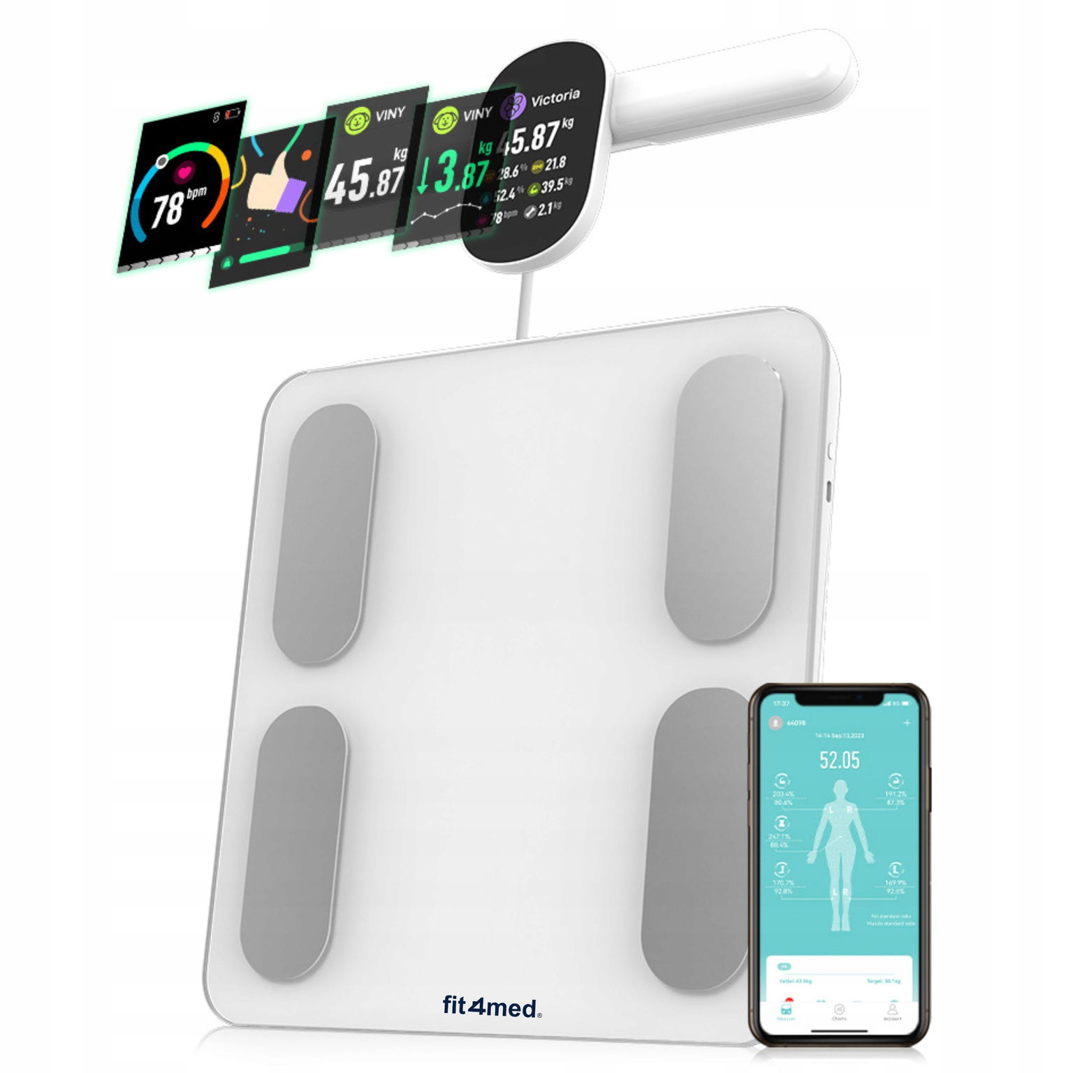 Elektronická váha s analýzou zloženia telesnej hmotnosti, telesná diagnostika do 180 kg