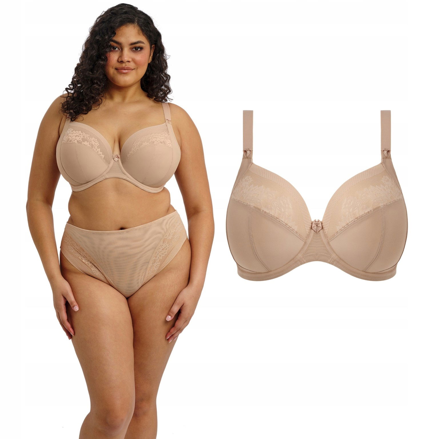 Elomi mäkká plunge podprsenka Nerina sahara béžová 95I UK42G