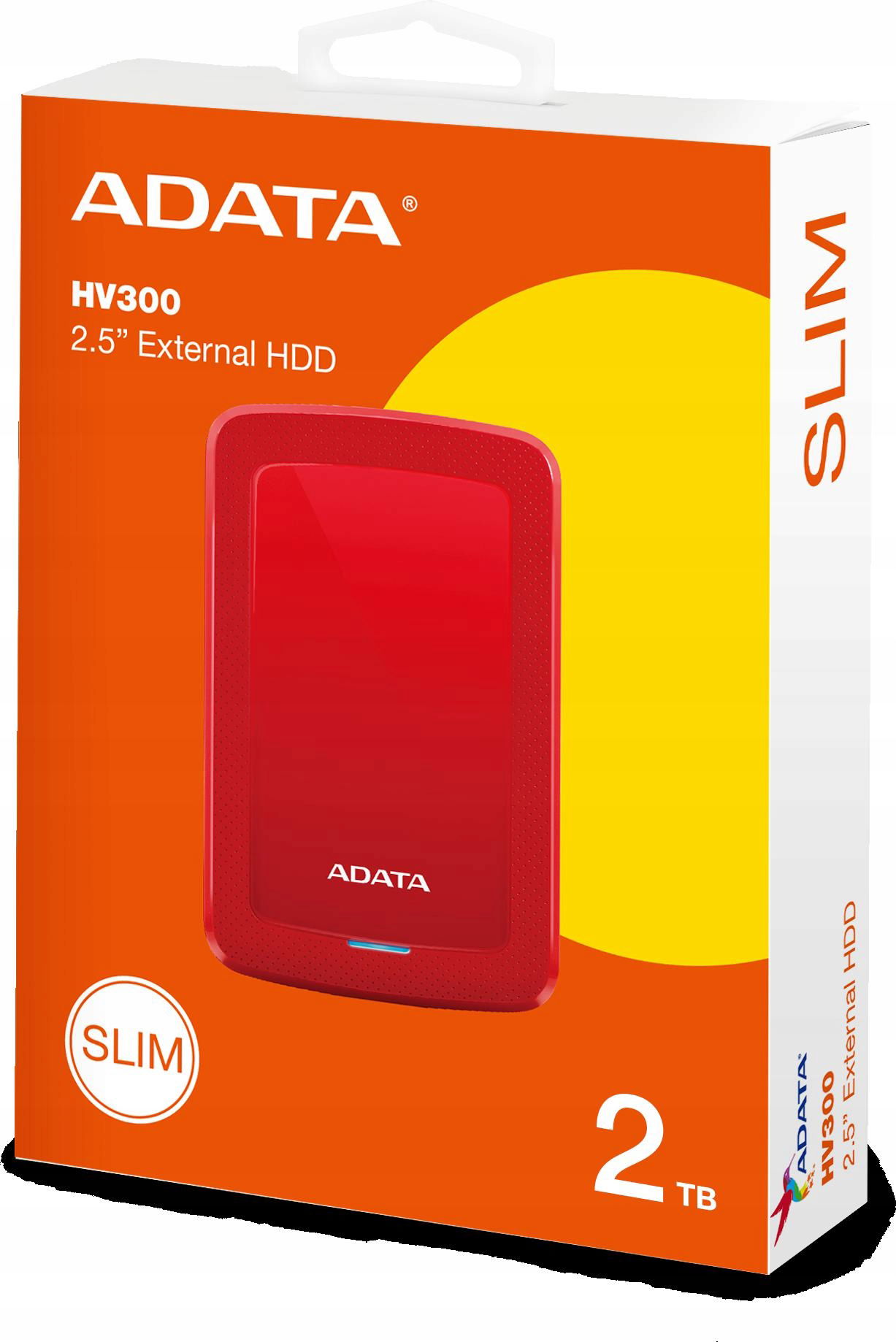 Externý disk Adata HV300 2TB Usb 3.1 červený – štíhly a štýlový