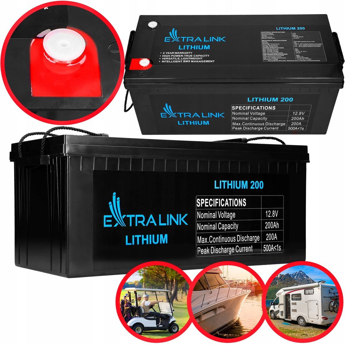 Extralink LiFePO4 200AH Batéria 12,8 V, Bms