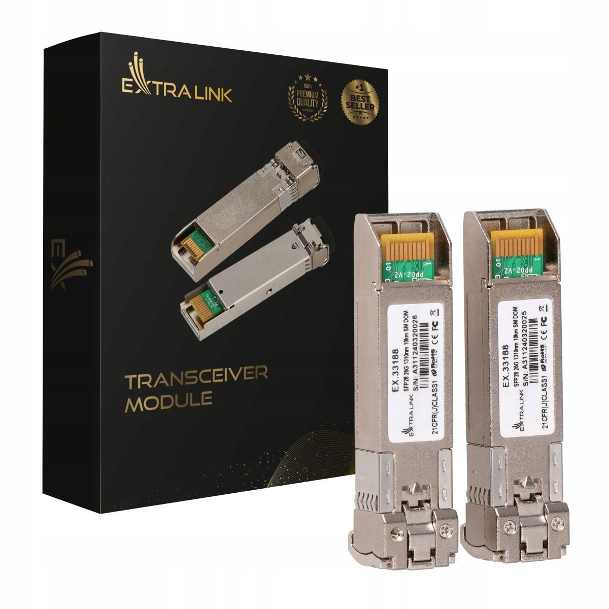 Extralink Sfp28 25G 2-Pack Modul Sfp28 25Gbps, Lc/upc Duplex, 1310Nm, 1