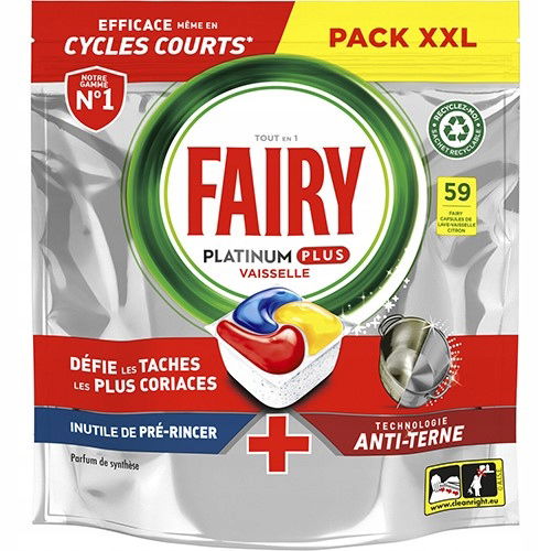 Fairy kapsule do umývačky riadu 59 ks Lemon Platinum Plus All in One