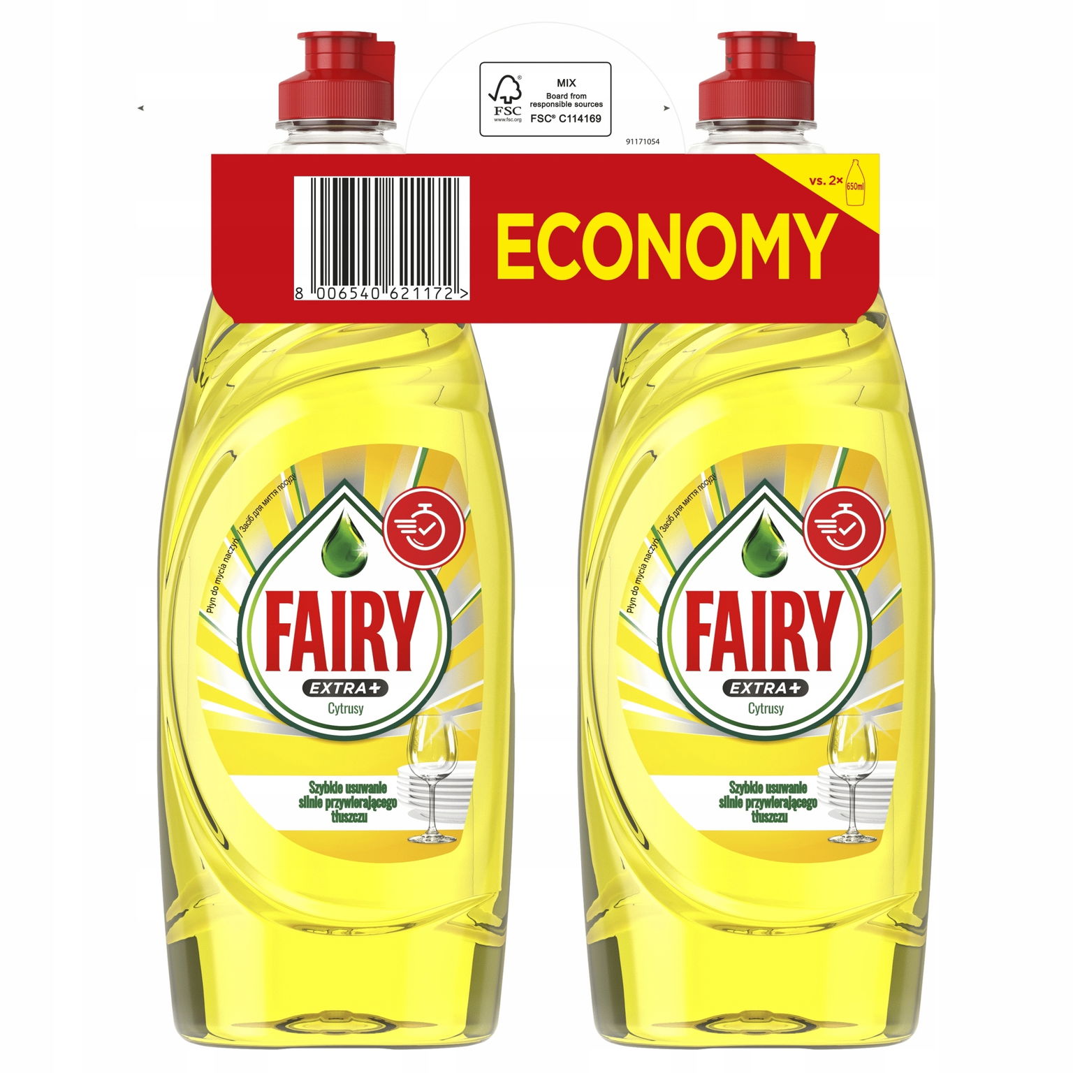 Fairy Lemon Citrónová tekutina na riad Citrusy Extra Sada 2 Kusov 2X650 ml
