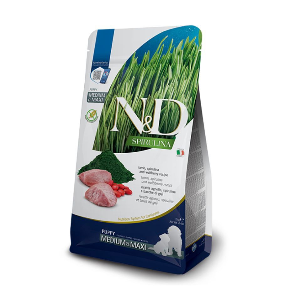 Farmina N&d Spirulina Puppy Medium&Maxi Jahňacie s Vlčím Ovocím 2 kg