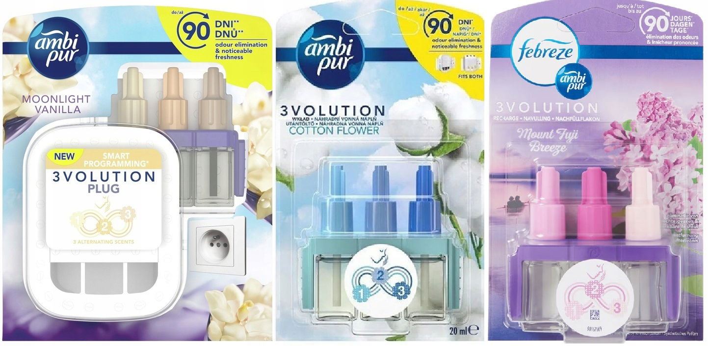 Febreeze/Ambi Pur 3Volution Moonlight Vanilla starter+3 náplne 20ml MIX