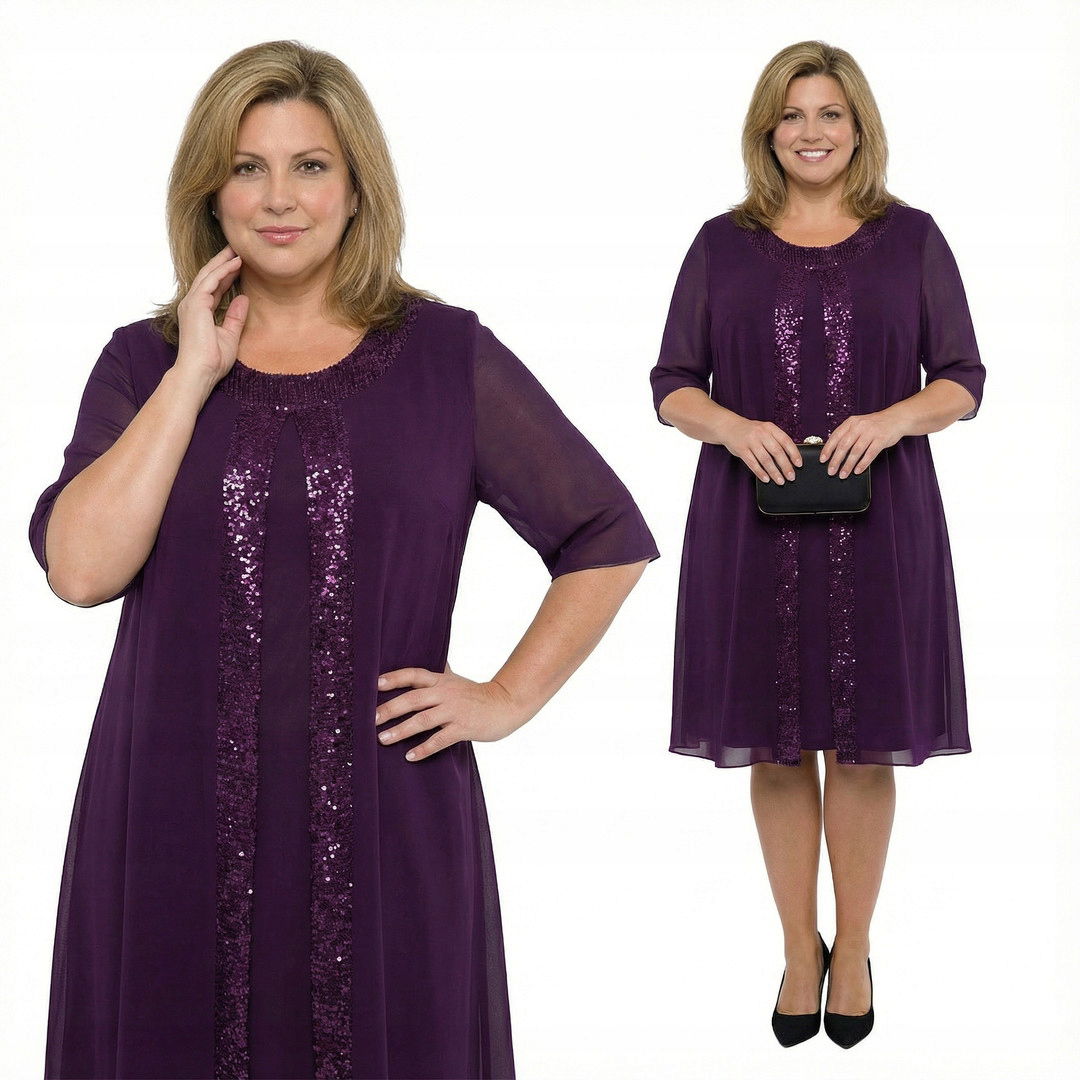 Fialová sukňa s flitrami plus size, veľkosť 54