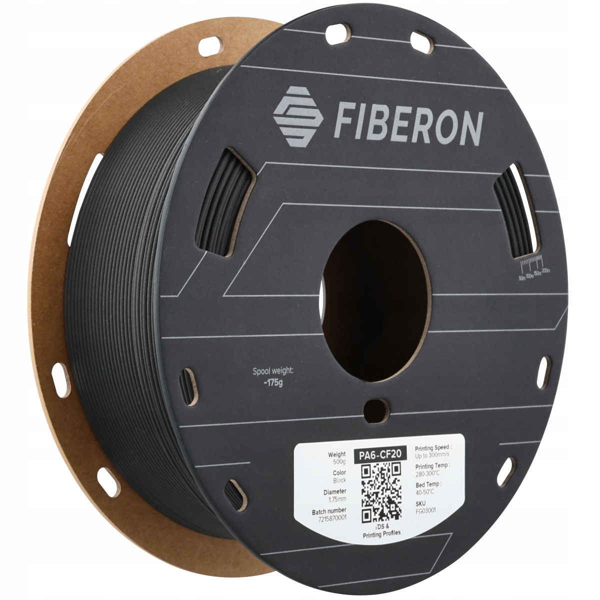 Filament Polymaker Fiberon PA6-CF20 Black 1,75 mm 0,5 kg