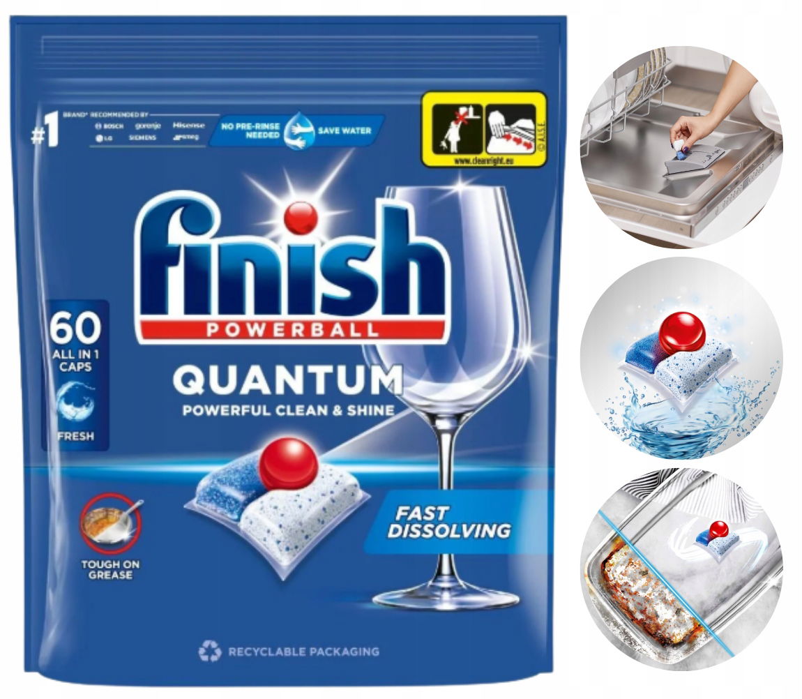Finish Quantum Kapsule Na Umývanie Riadu V Umývačke Riadu Bez Spálenín Lesklé