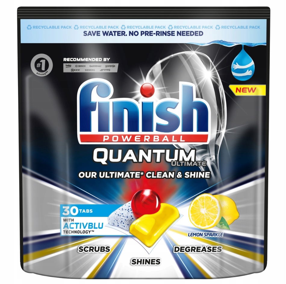Finish Quantum Ultimate kapsule do umývačky riadu tablety All in 1 lemon 30 ks