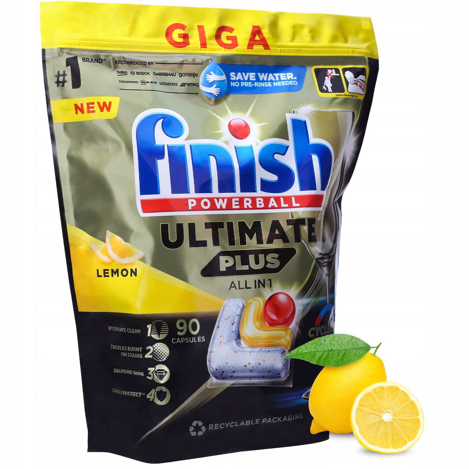 Finish Ultimate Plus Kapsule do umývačky riadu 90 Lemon