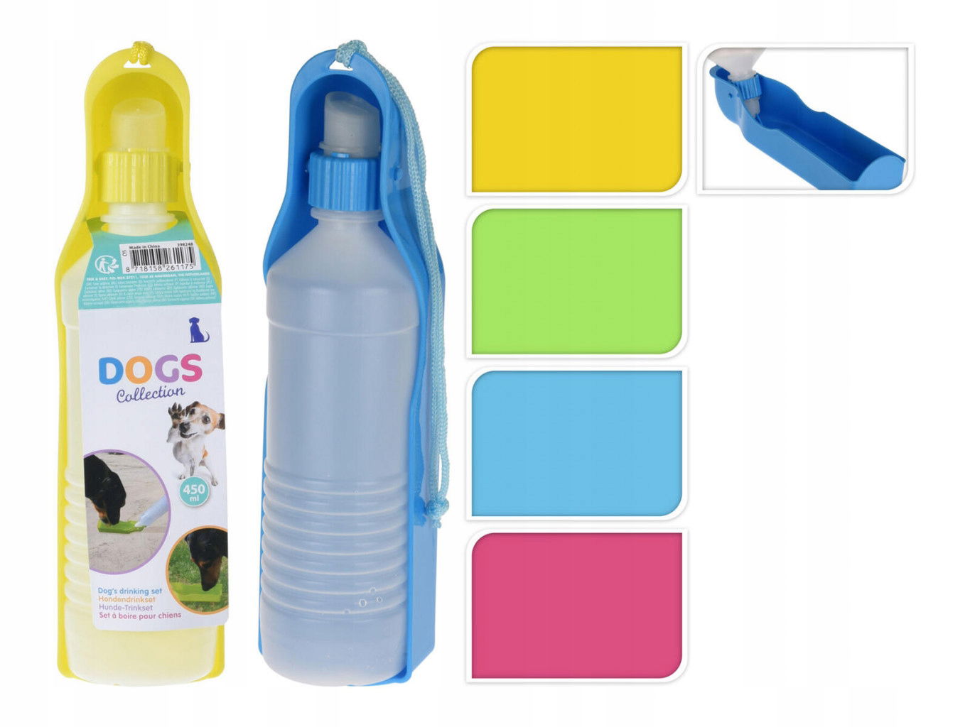 Fľaša pre psa 450ml Ph/pp mix farieb