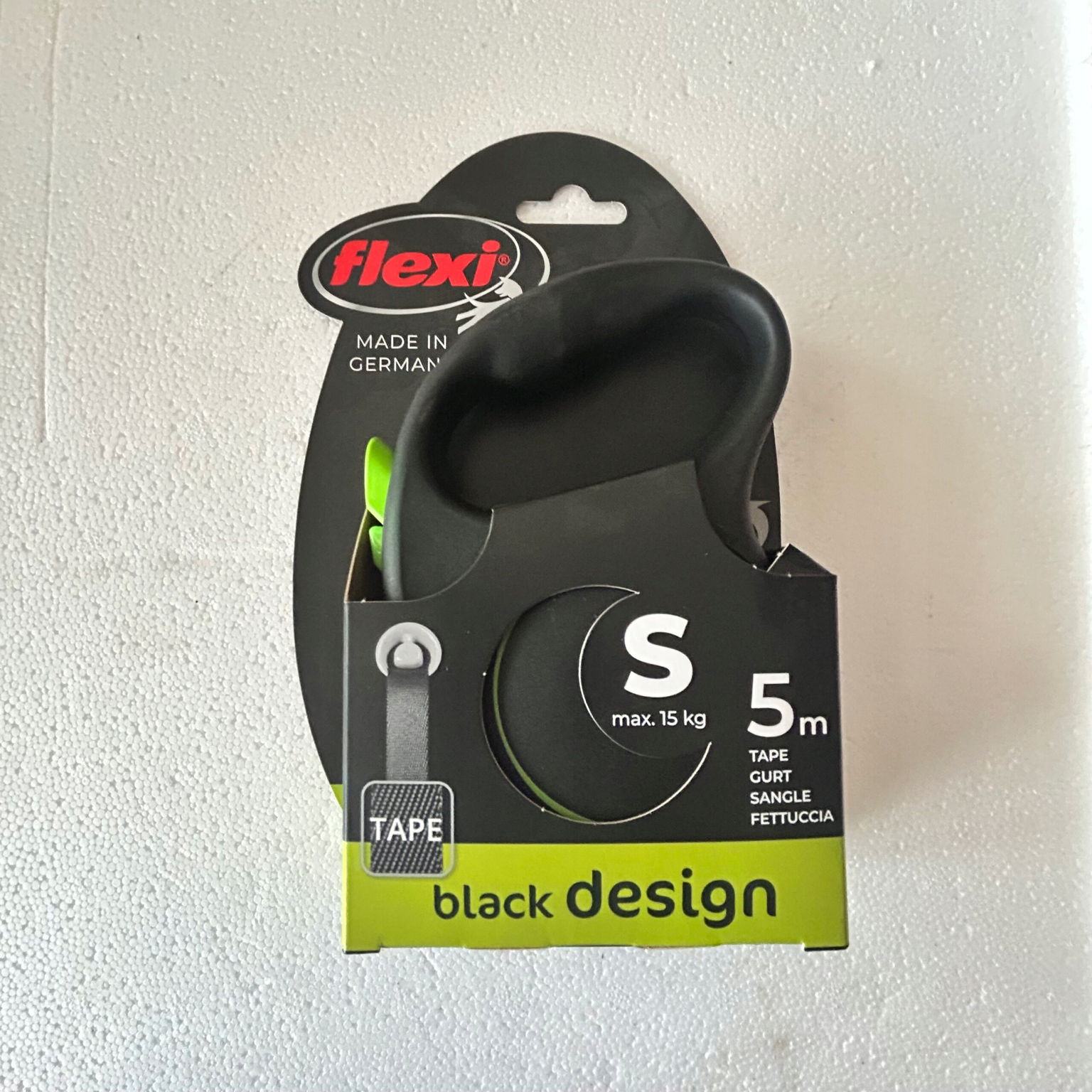 Flexi Vodítko páska 5 m " S " Čierno-zelená