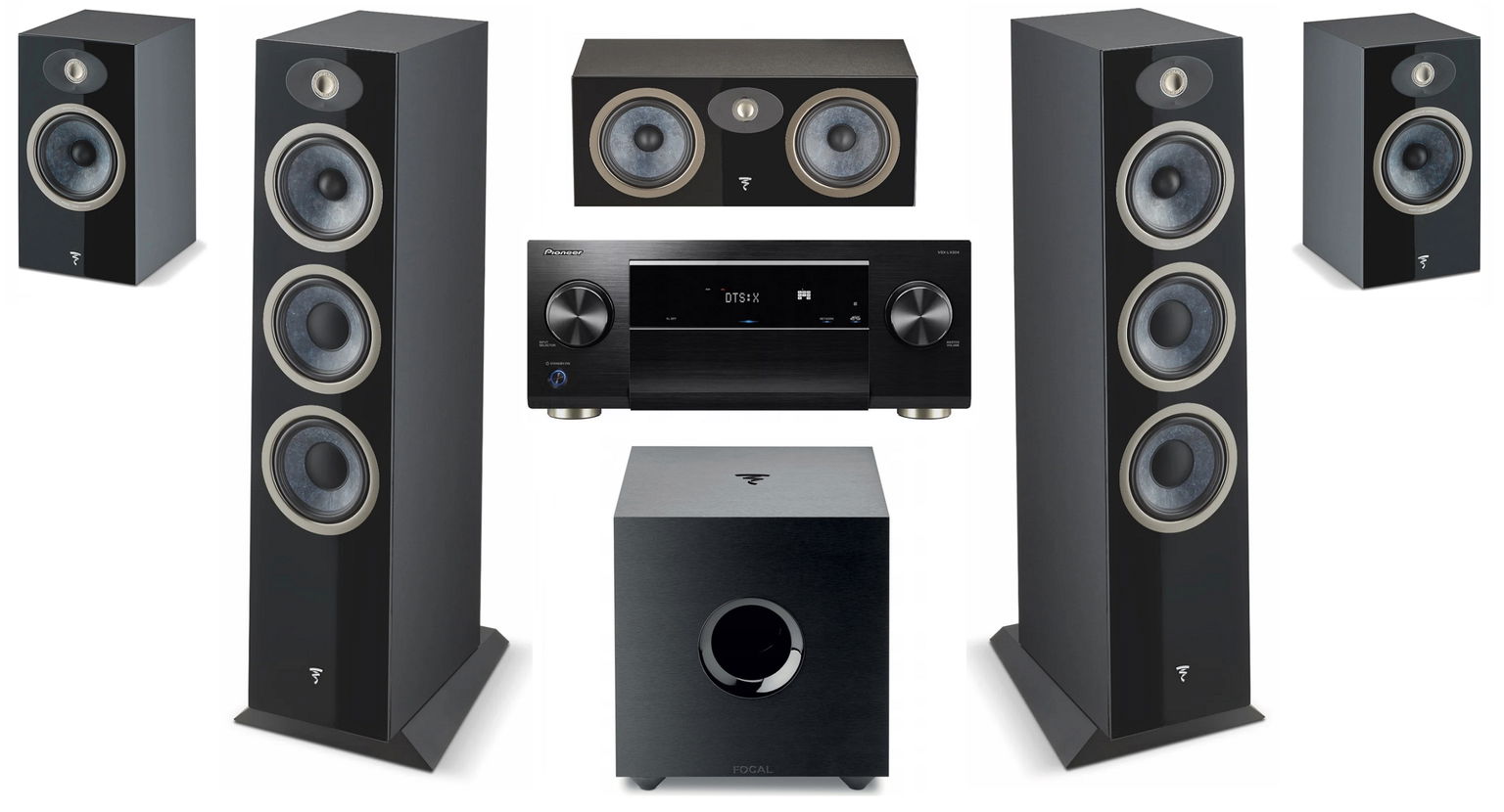 Focal Theva N3 N1 Centrum Subwoofer Cub Pioneer VSX-LX504 Kino 5.1