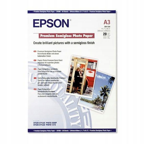 Fotopapier Epson Photo Premium Semi Glossy 20 ks 251 g/m² lesklý