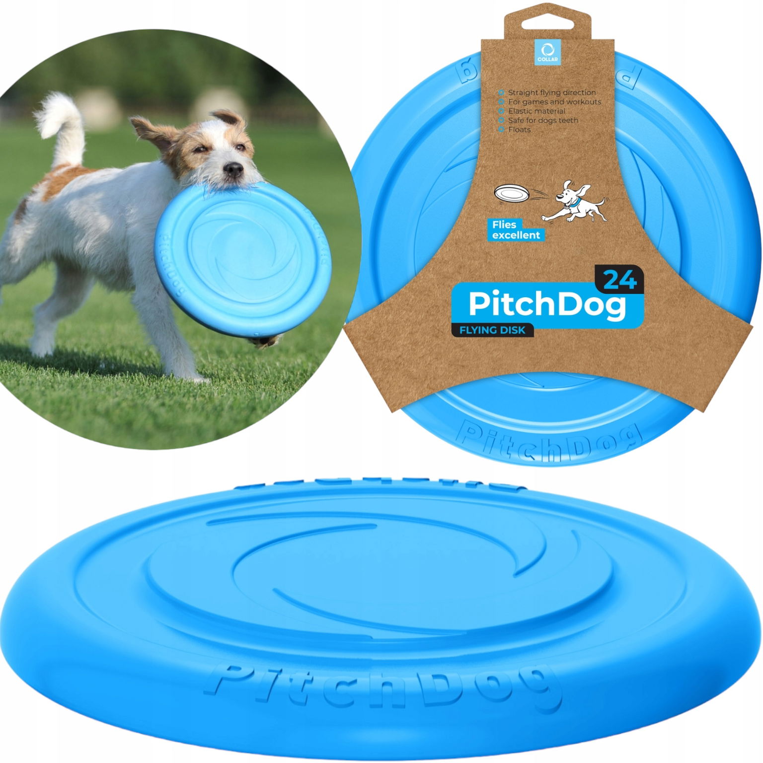 Frisbee disk na hádzanie pre psa Waudog 24 cm, modrý