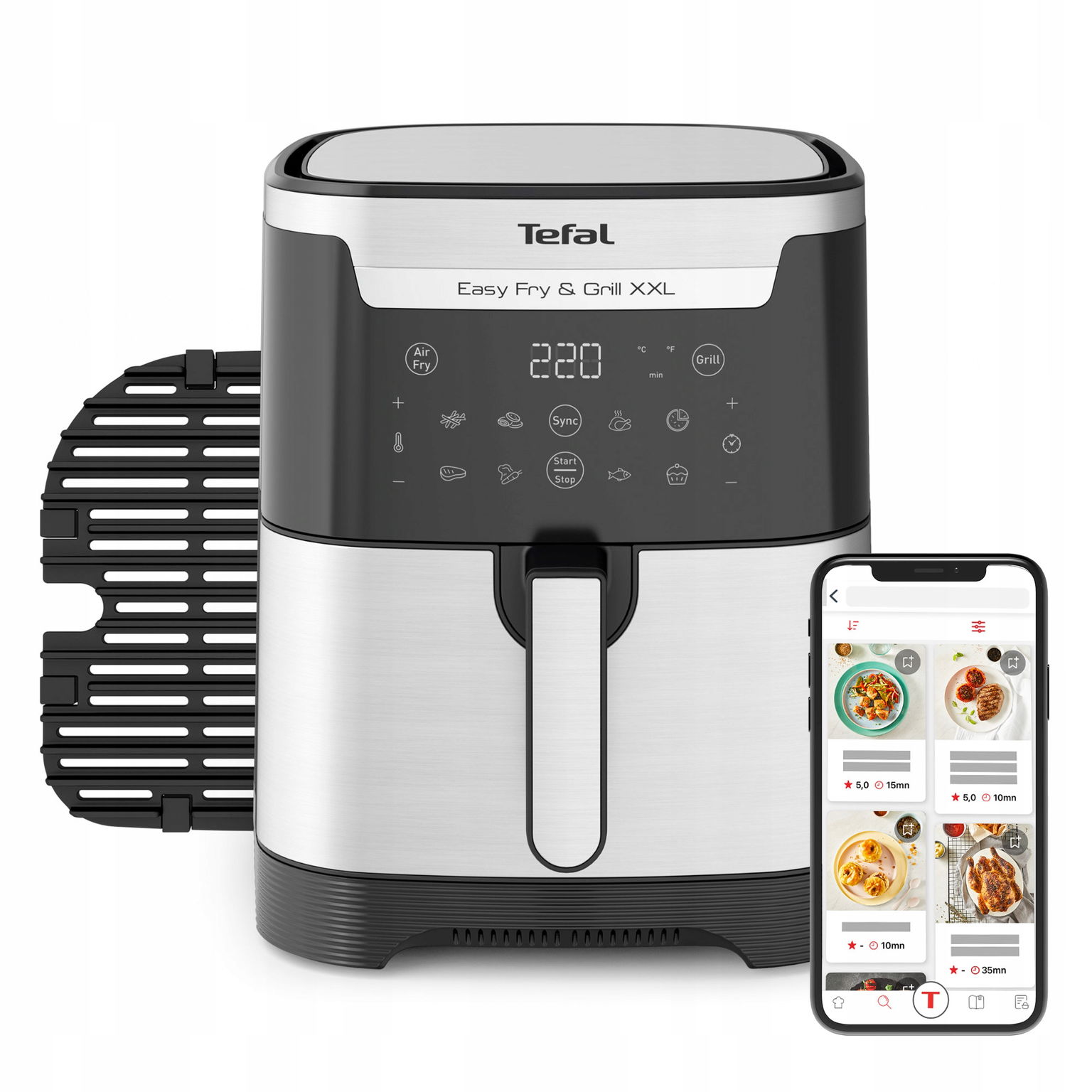 Fritéza bez tuku Tefal EY801D Gril 2v1 na vyprážanie Pečenie 6,5l