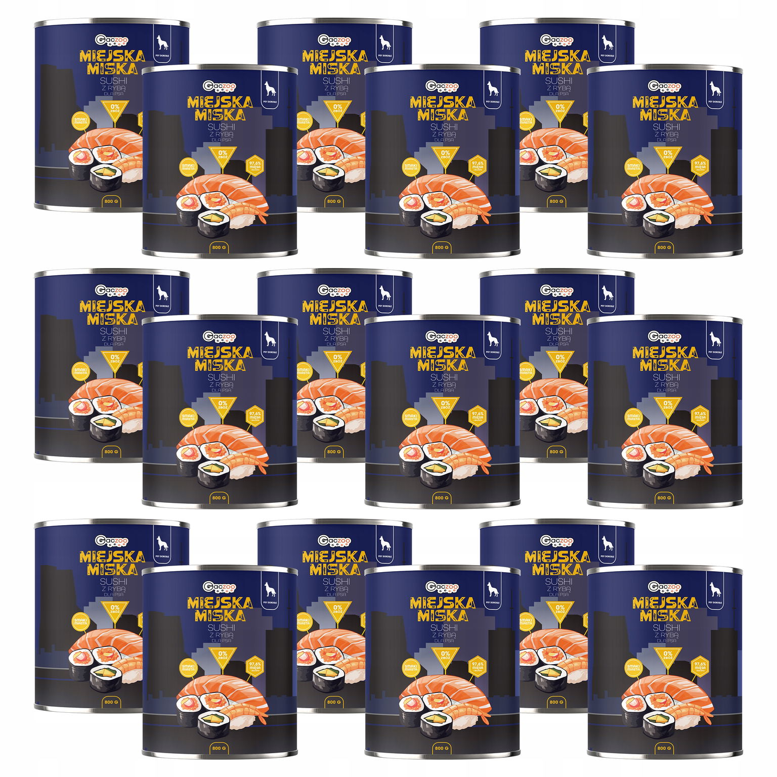 Gaczoo Mestská bezobilninová miska mokré krmivo pre psa Sushi s rybou 18 x 800 g