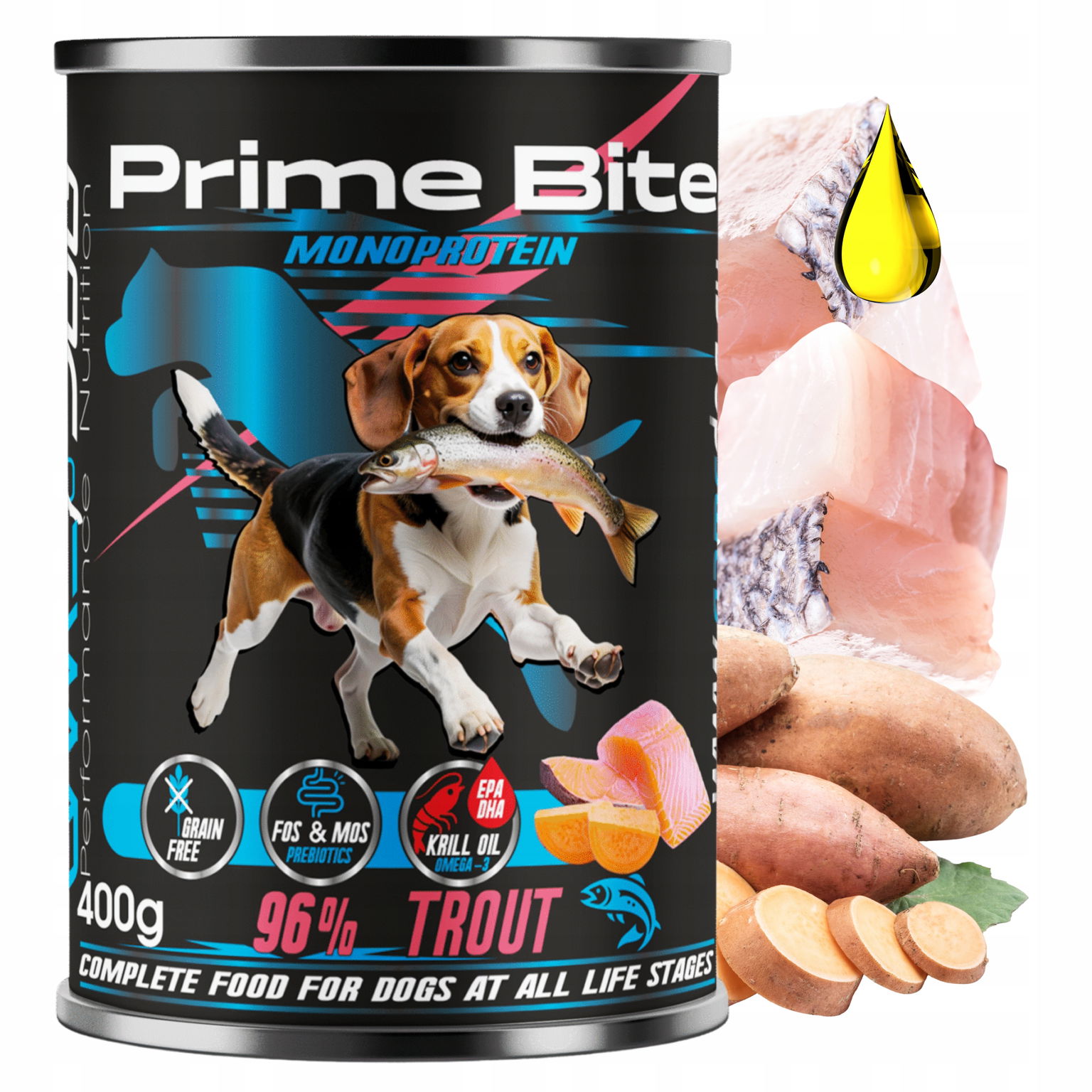 Game Dog Prime Bite Monoprotein vlhké krmivo pre psa a pstruha 400 g