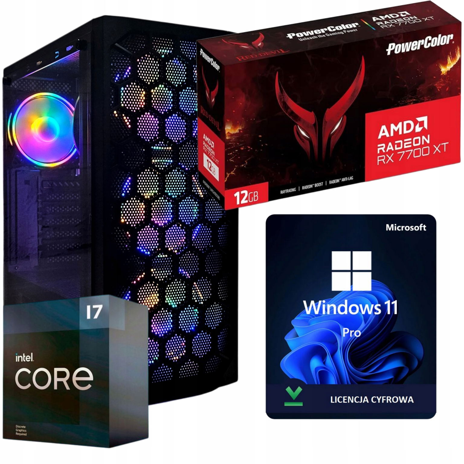 Gamingový Počítač Intel i7 32GB 1TB Ssd Rx 7700 Xt 12GB