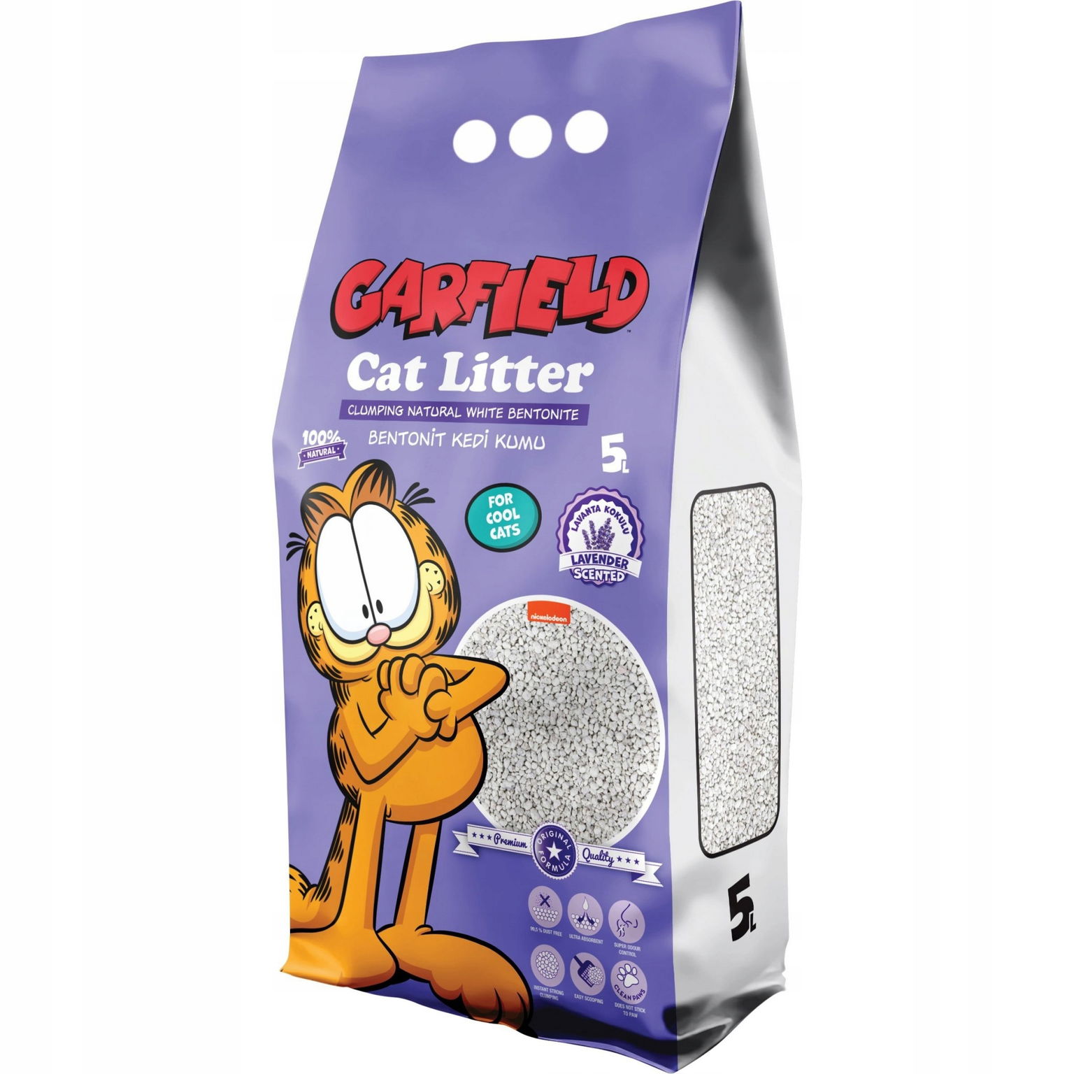 Garfield Bentonitová podstielka pre mačky Levanduľová 5L