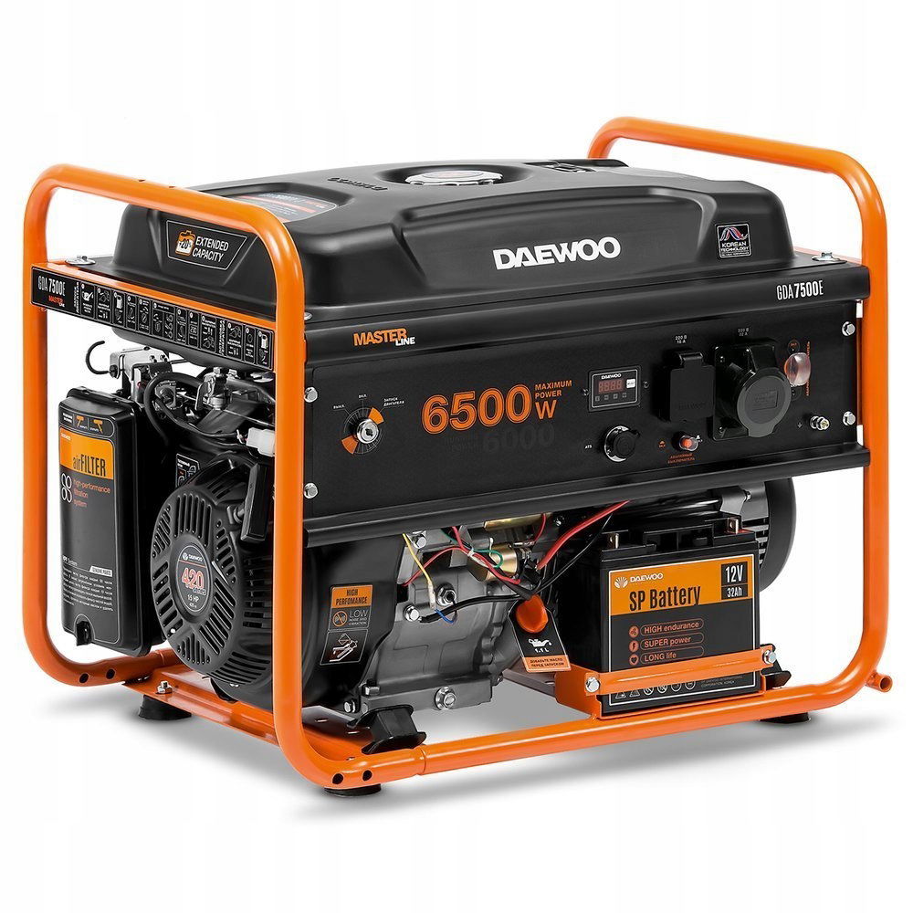 Generátor generátora Daewoo Gda 7500E 6.5 kW 15 Km 230 V E-start Avr
