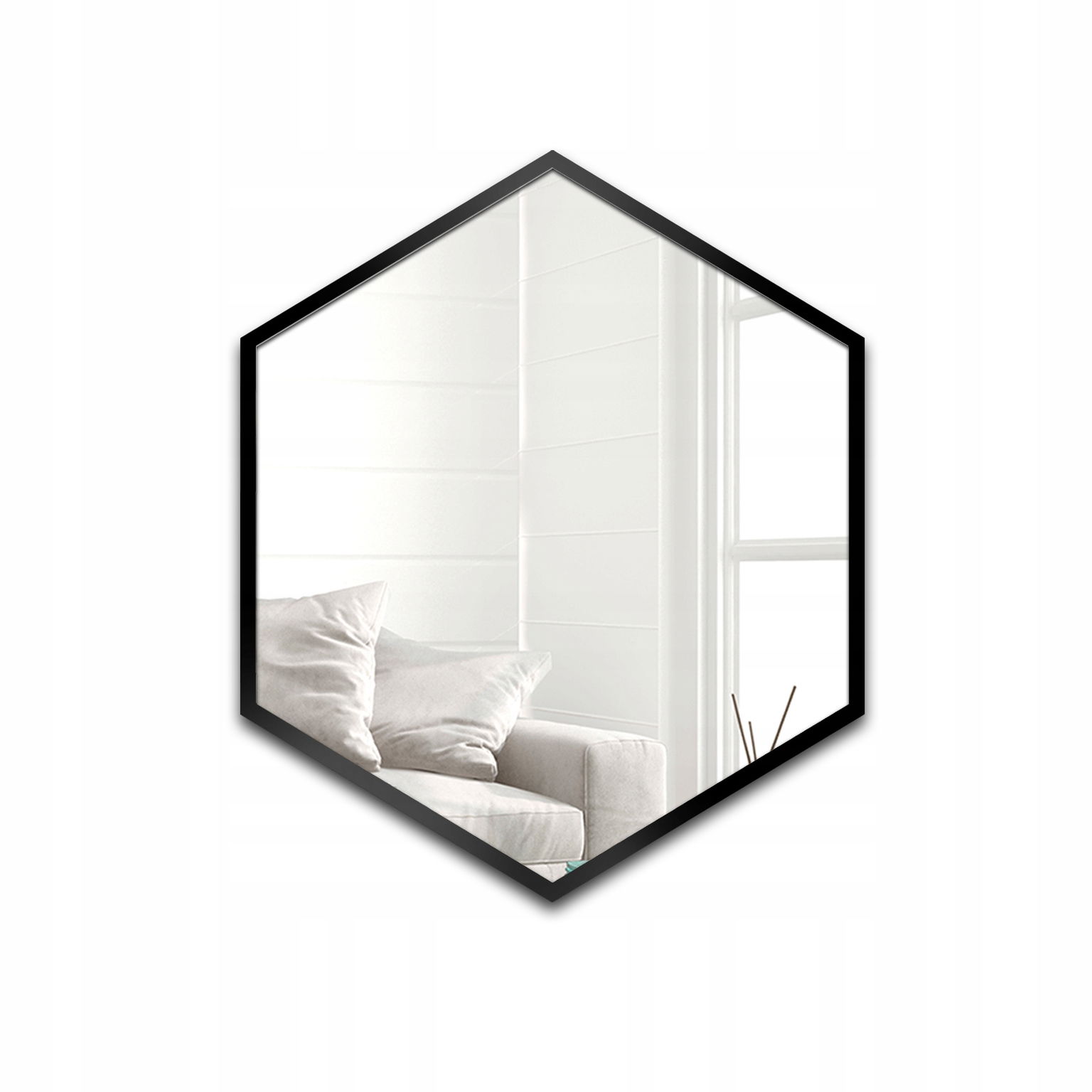 Geometrické zrkadlo Hexa v čiernom ráme Mdf 150X173 na stenu