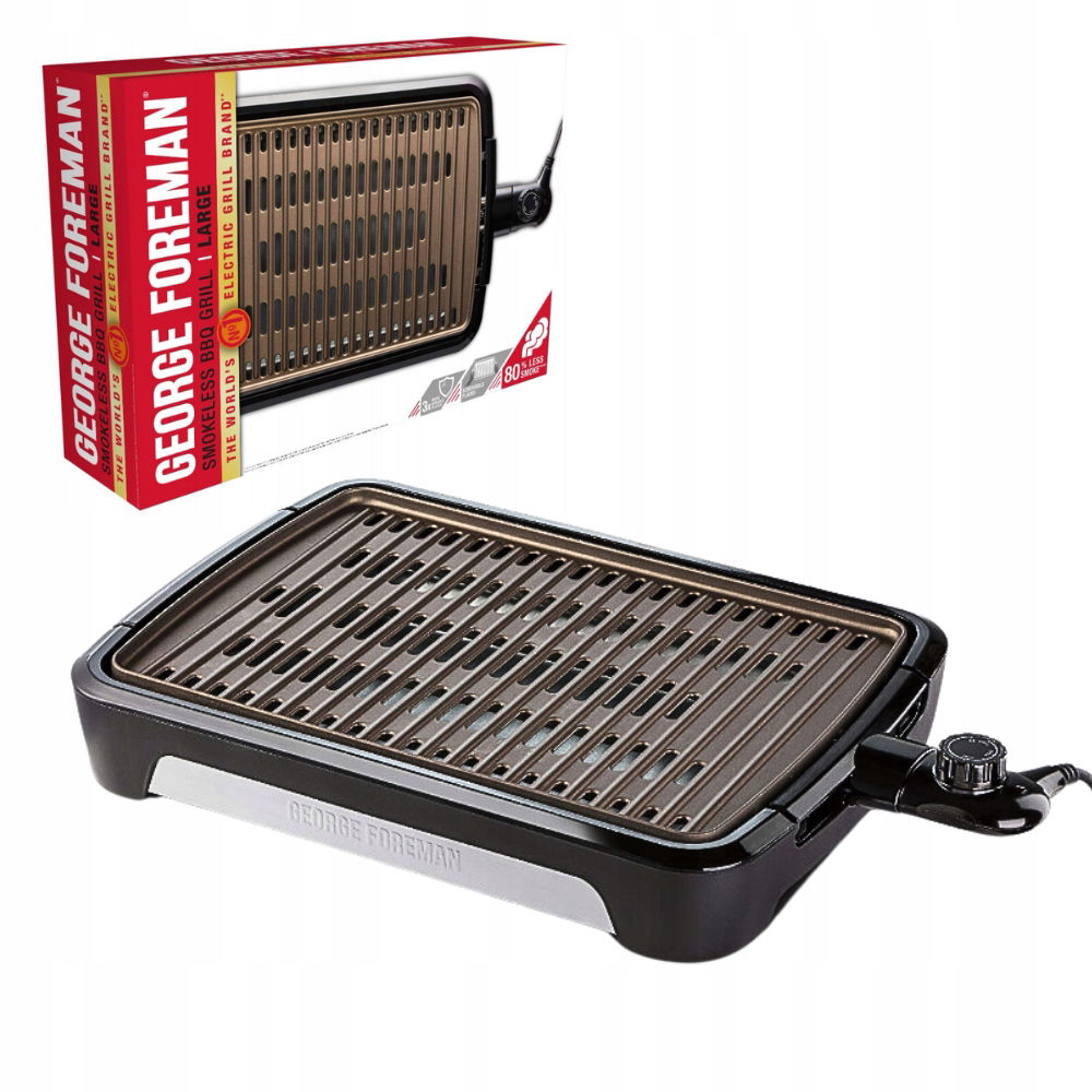George Foreman Smokeless Bbq Electric Gril & Large Bezdymový Veľký Rošt