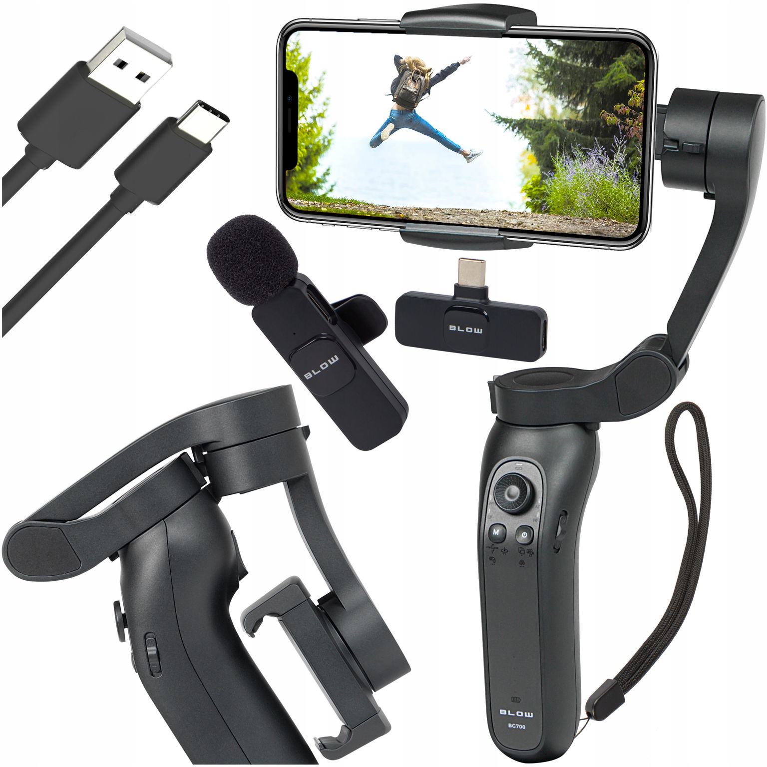 Gimbal Do Telefónu Ručný Stabilizátor Obrazu iOS Android Usb C Mikrofón